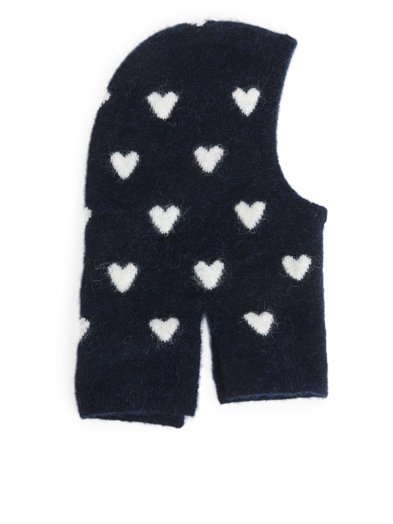 Wool-Alpaca Blend Hood - Dark Blue/White