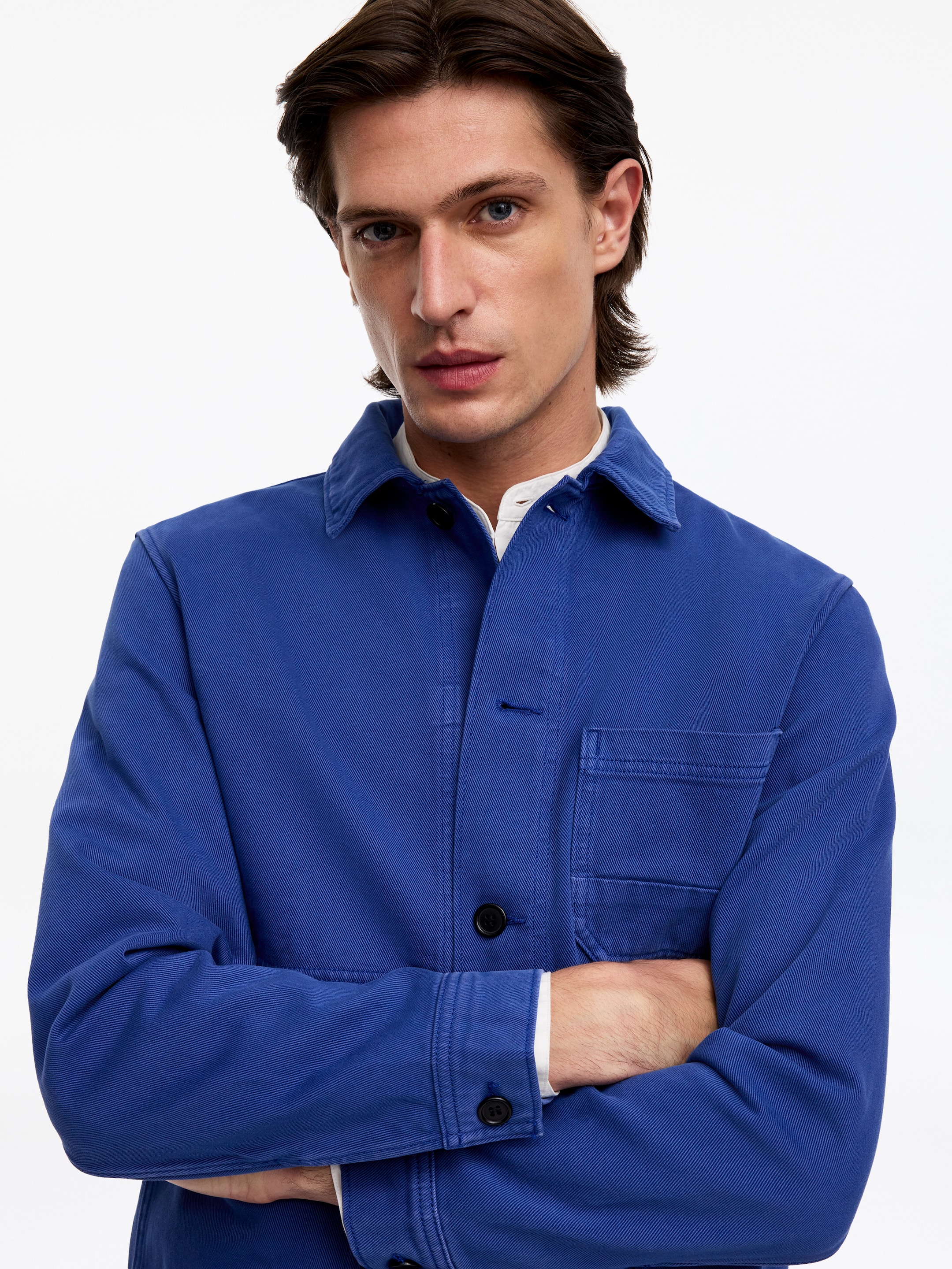 Overdyed Twill Overshirt - Bright Blue - Regular fit - Men - StillMedia/Lookbook - 9