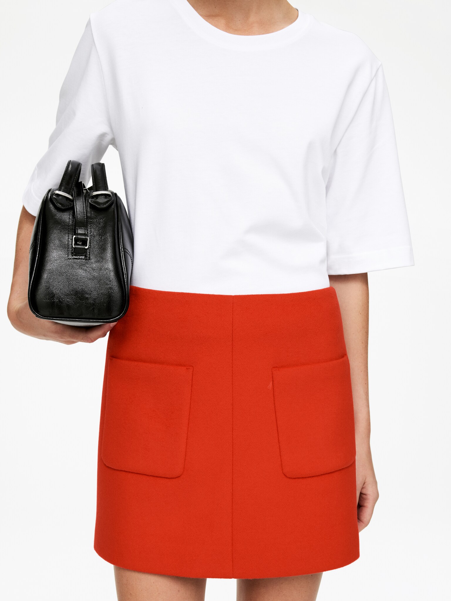 Mini-jupe en mélange de laine - Orange/Gris foncé - 5