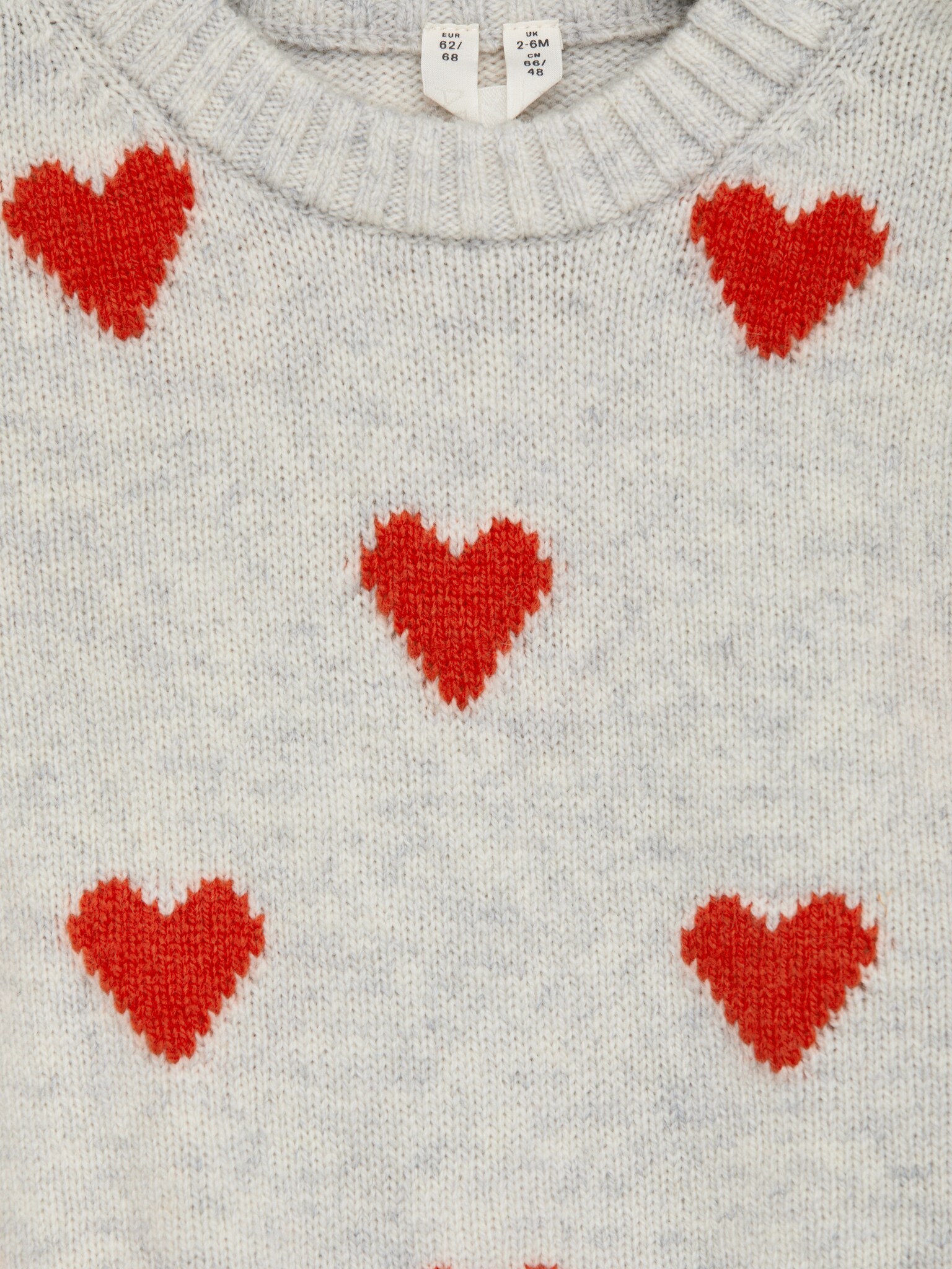 Strickpullover mit Intarsienmotiv - Grau/Herzen/Schwarz/Beige/Flieder/Rot - 3