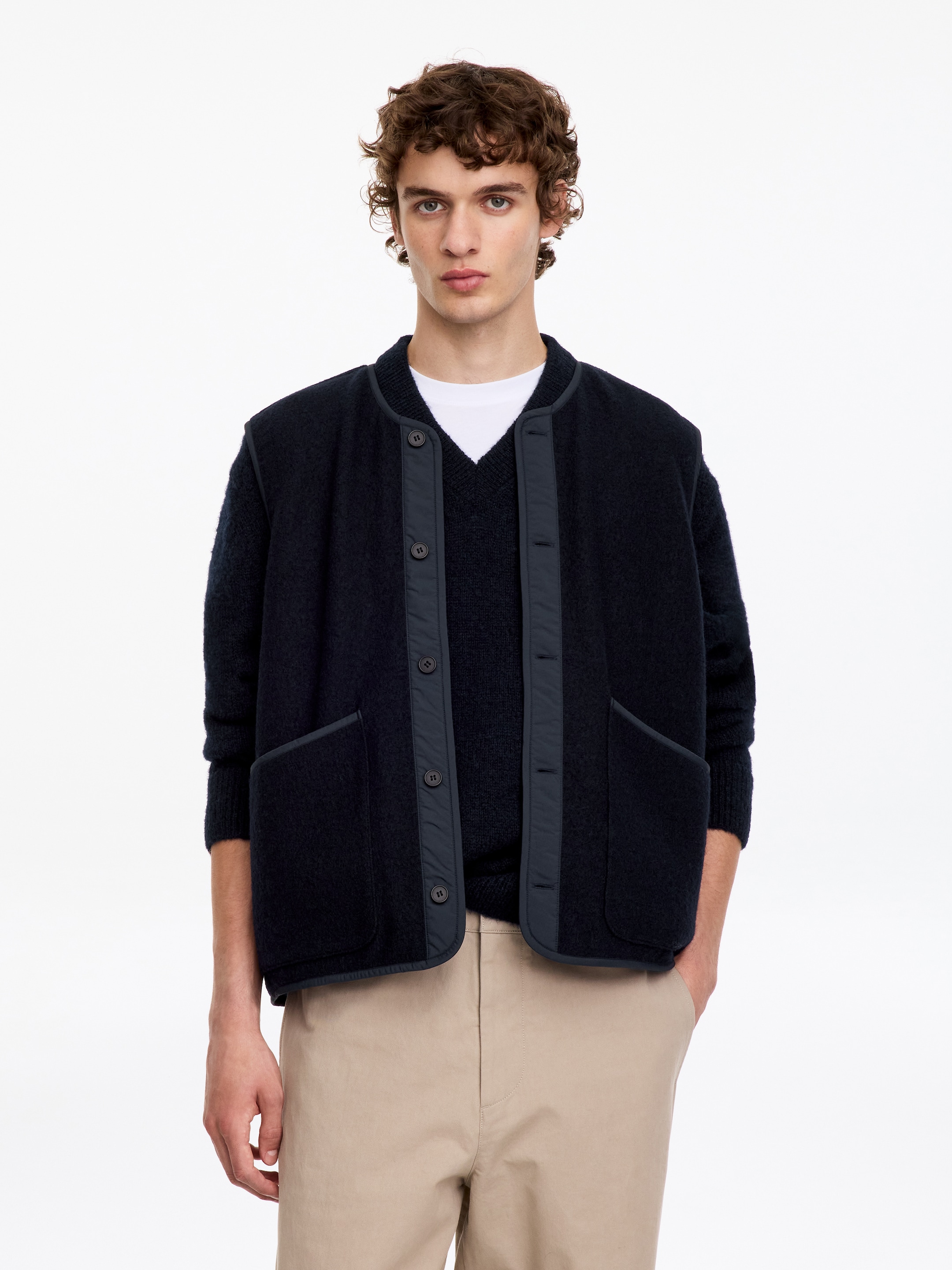 Gilet en laine 2-en 1 - Bleu foncé - Regular fit - men - StillMedia/Lookbook - 13