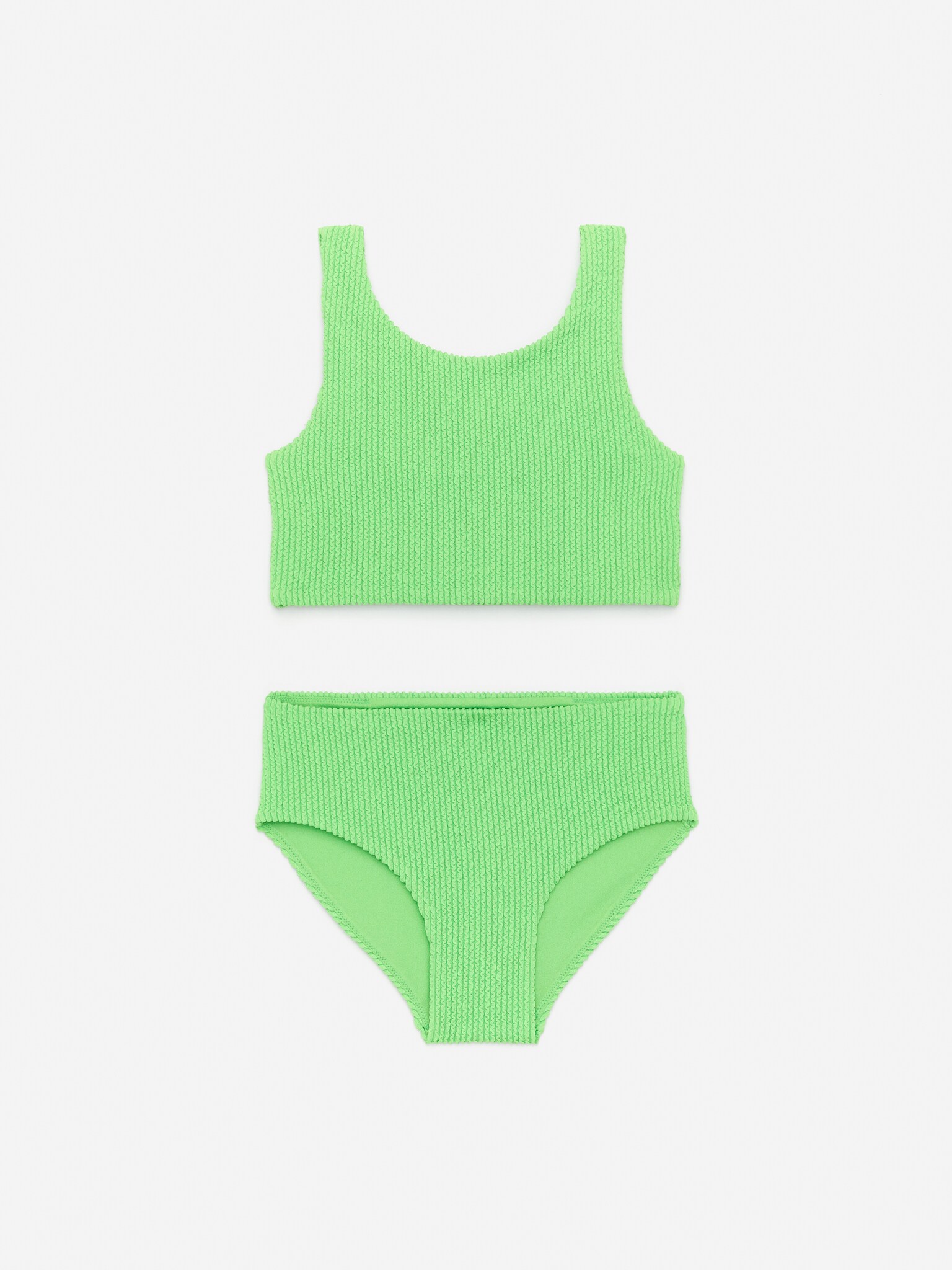 Ensemble bikini en crépon - Vert vif/Orange