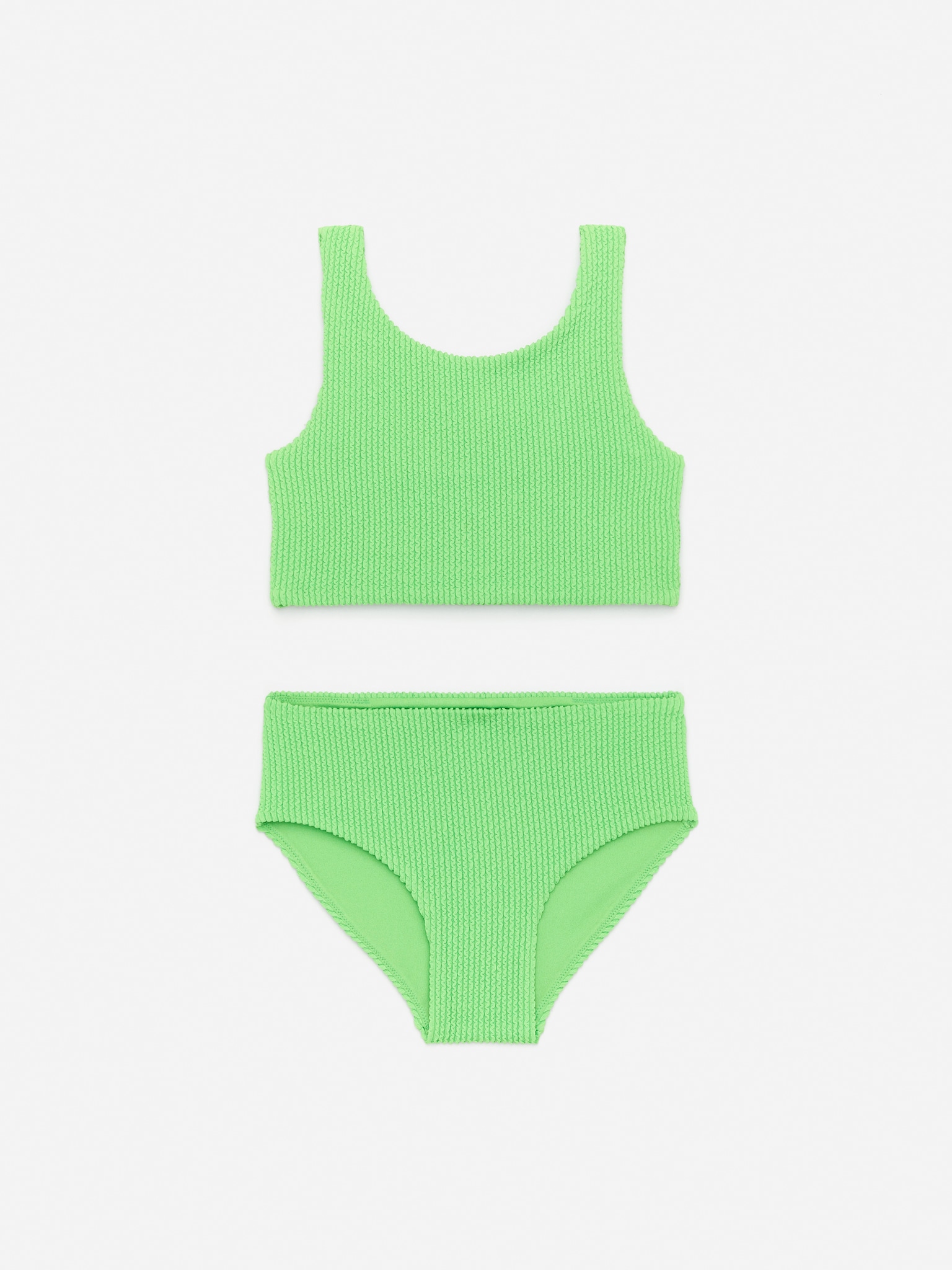Ensemble bikini en crépon - Vert vif/Orange