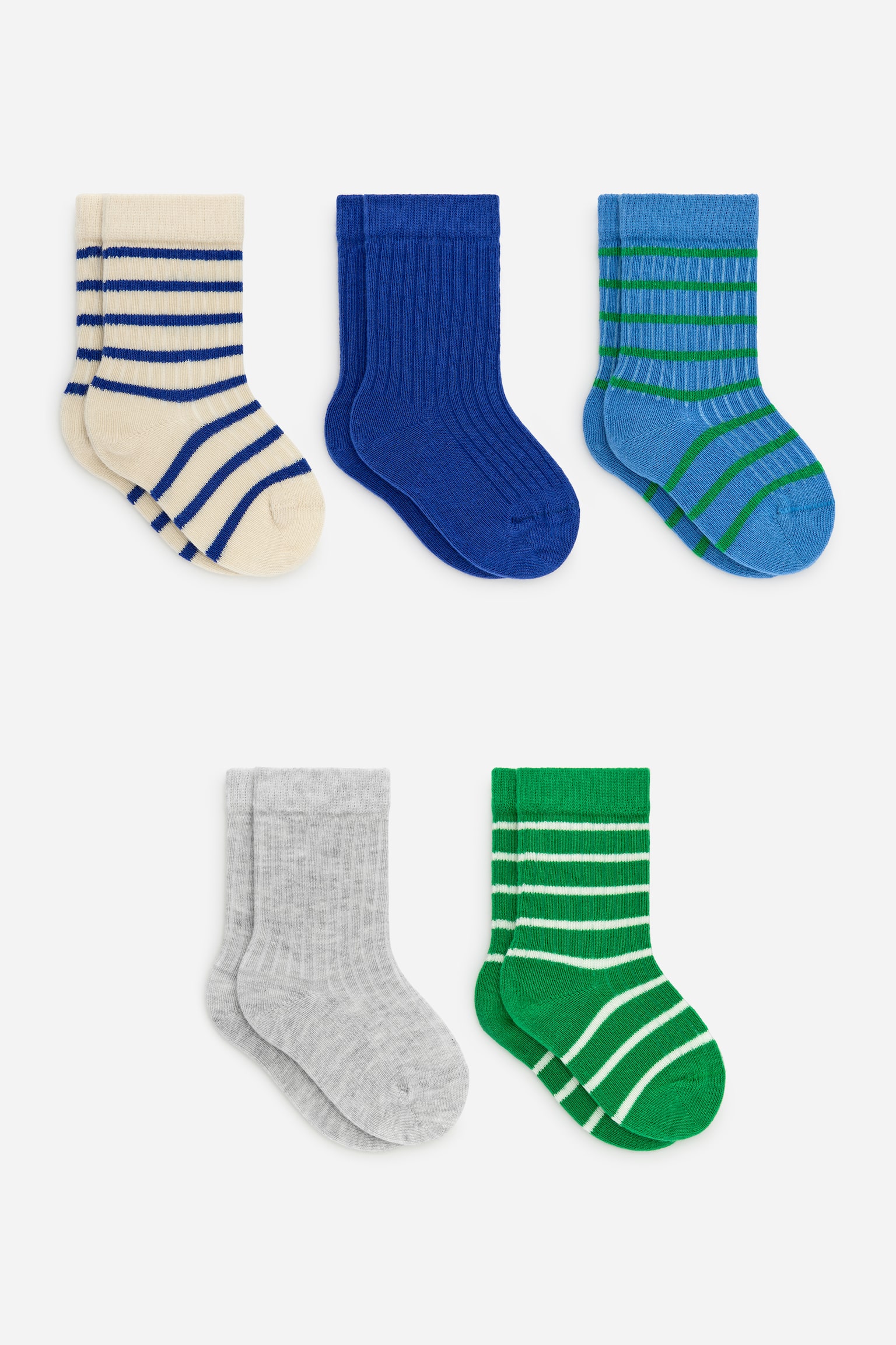 Ριπ πλεκτές κάλτσες για μωρά, 5 ζευγάρια - Πράσινο/Μπλε/Ροζ/Πορτοκαλί/Πράσινο/Μπλε/Λιλά/Κόκκινο