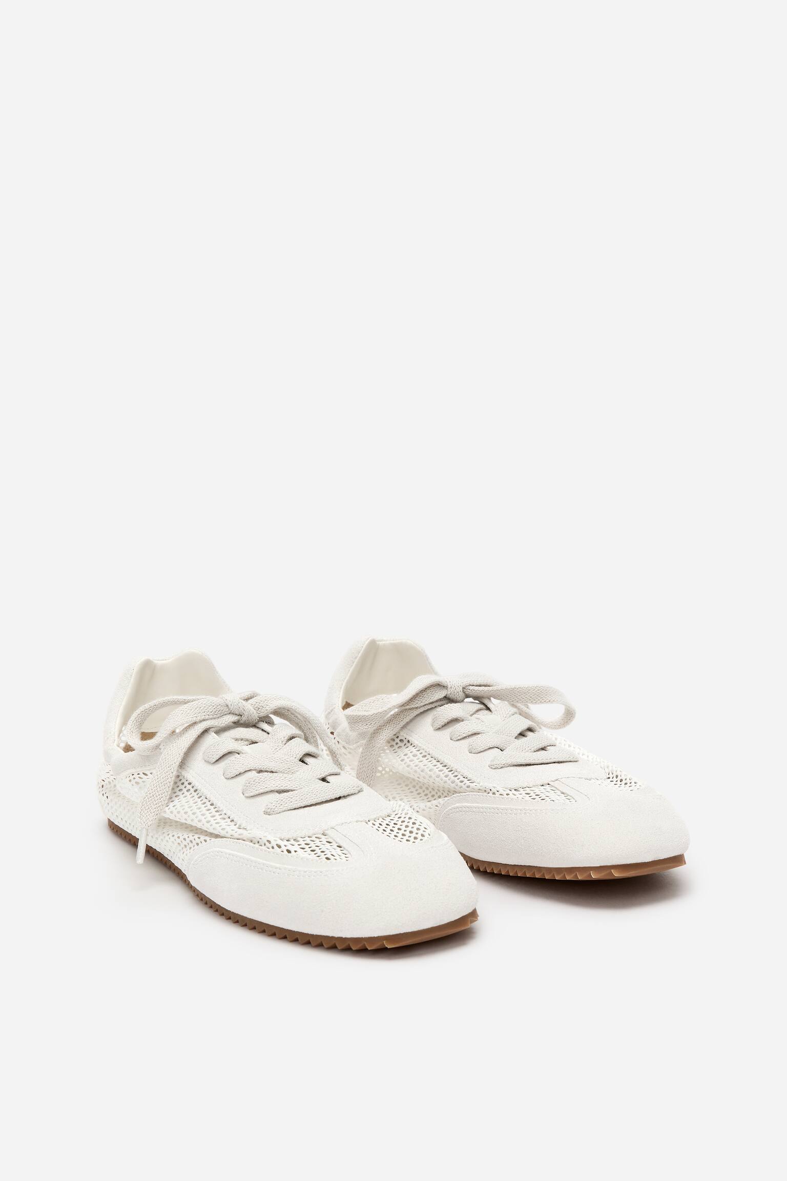 Sneakers van mesh en suède - Wit - 4