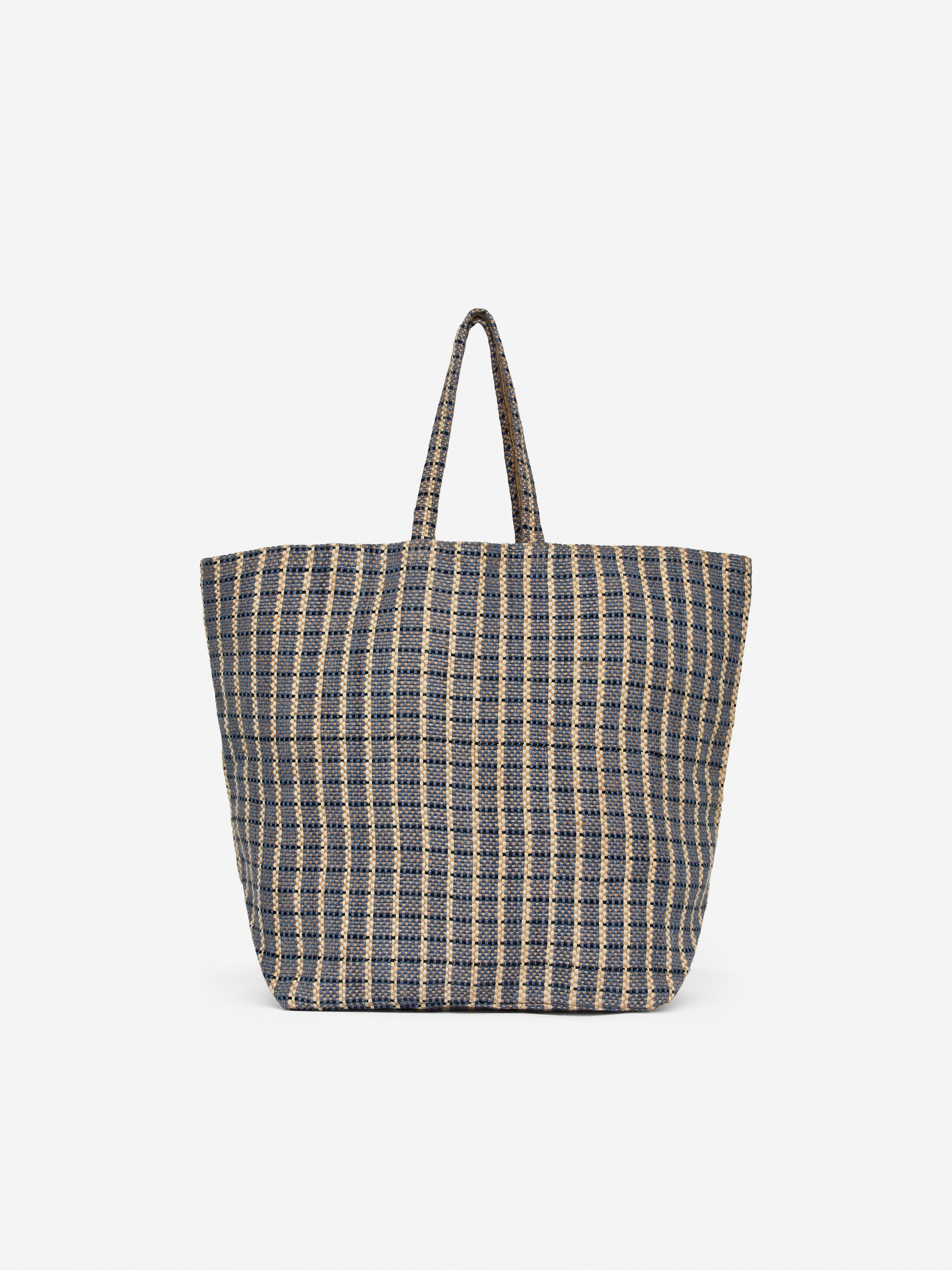Zobrazit větší obrázek: Jutová taška - Modrá/kostkovaná - HOME | H&M CZ 3