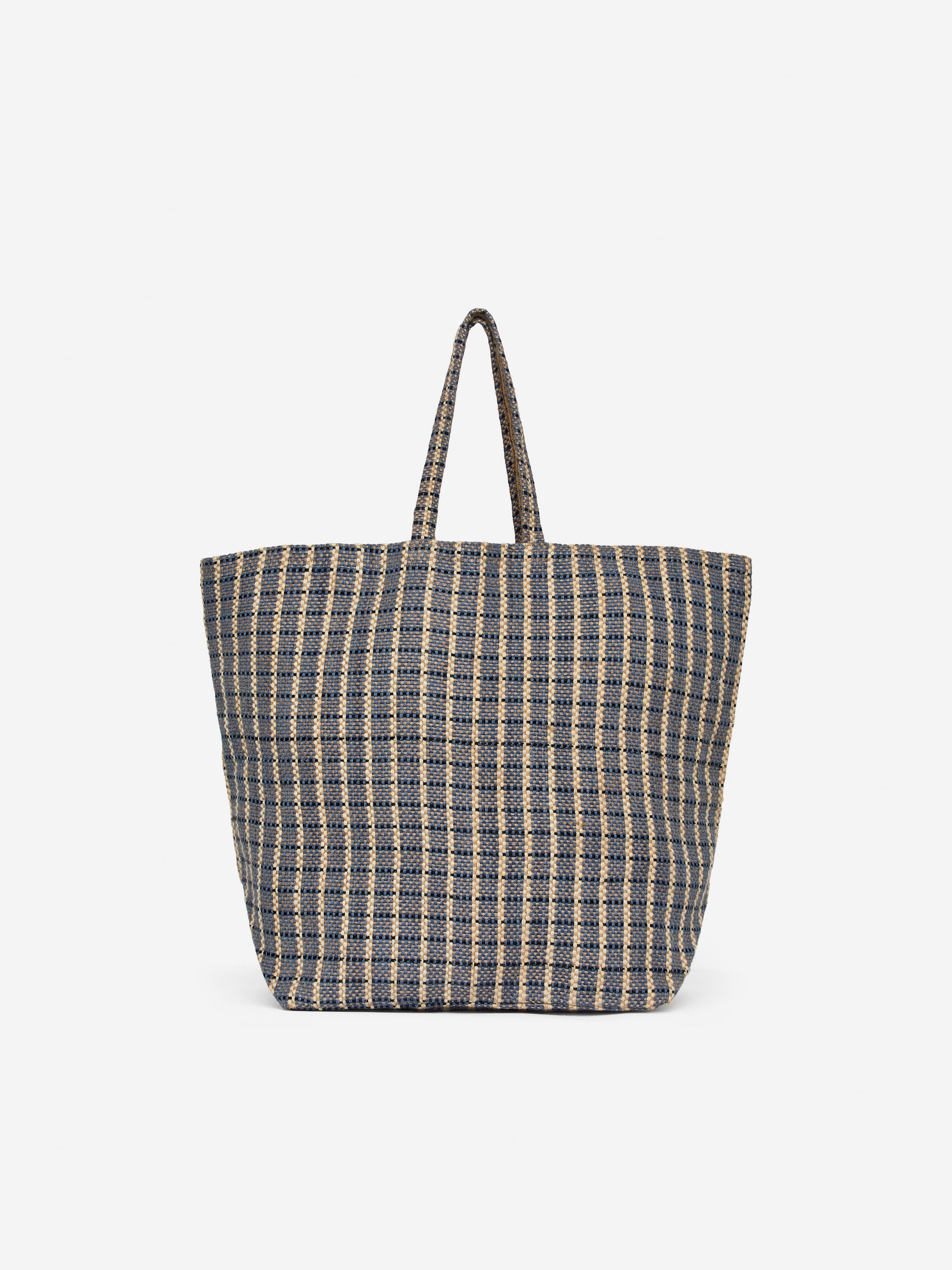 Visa större bild: Väska i jute - Blå/rutig - Home All | H&M SE 3