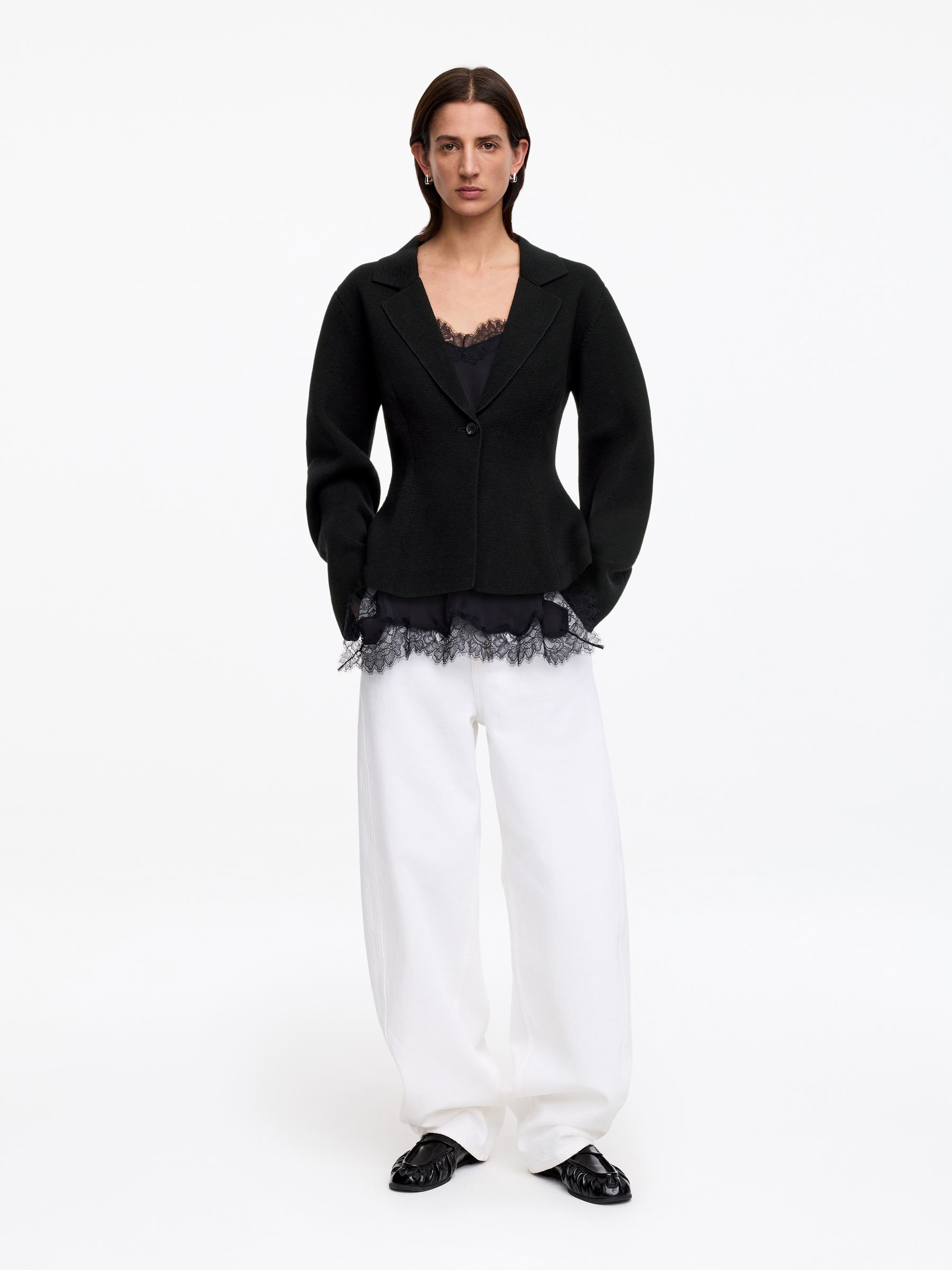 Knitted Wool-Cotton Jacket - Black - Regular fit - Women - StillMedia/Lookbook - 8