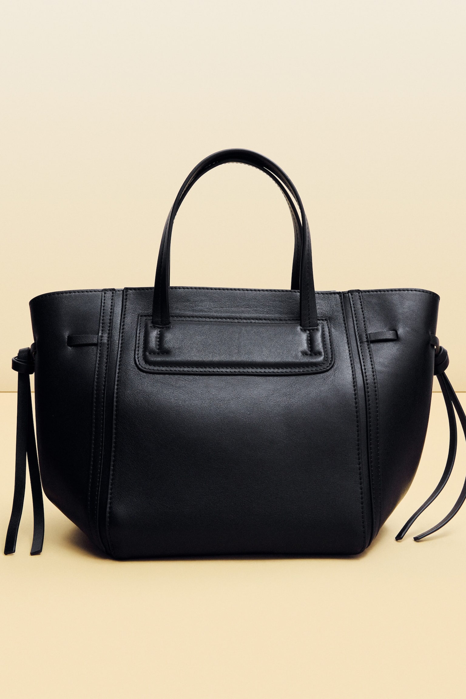 Tragetasche aus Spaltleder - Schwarz/Braun - 6