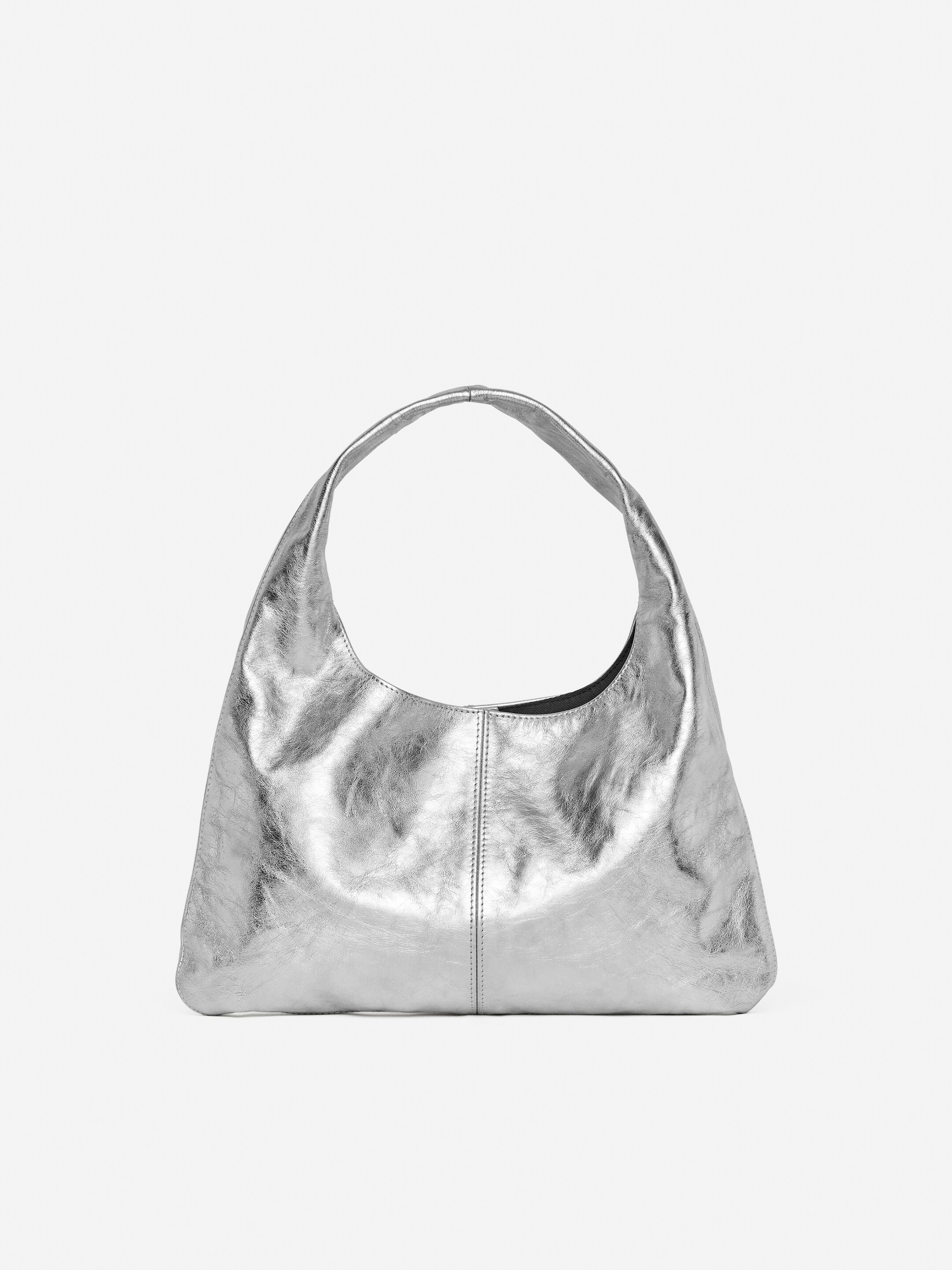 Slouchy Leather Bag-#DFDEDE-15092