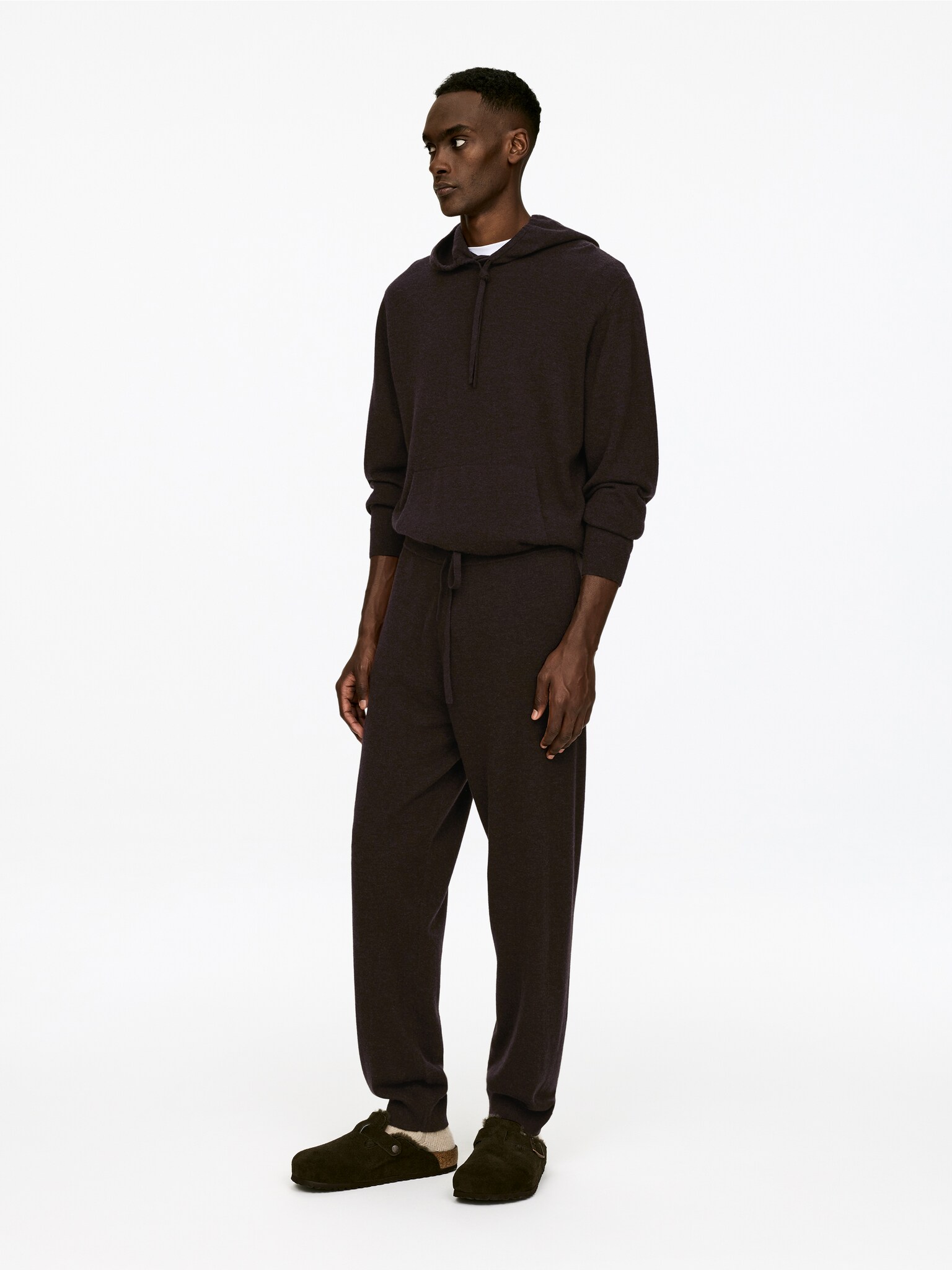 Kötött gyapjú kasmír nadrág - Dark Brown - 3