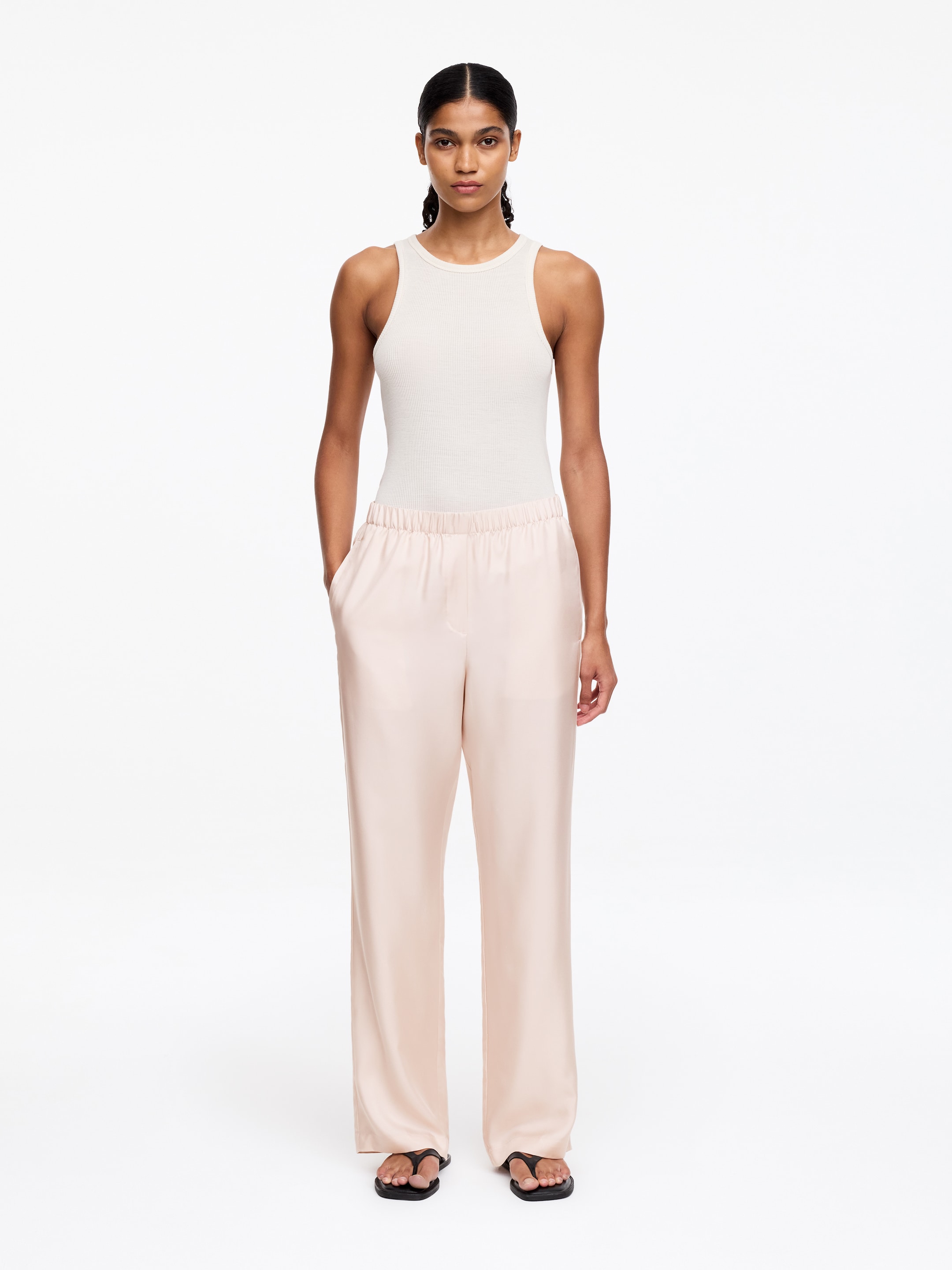 Pantaloni in twill di seta - Beige chiaro - Regular fit - Women - StillMedia/Lookbook - 6