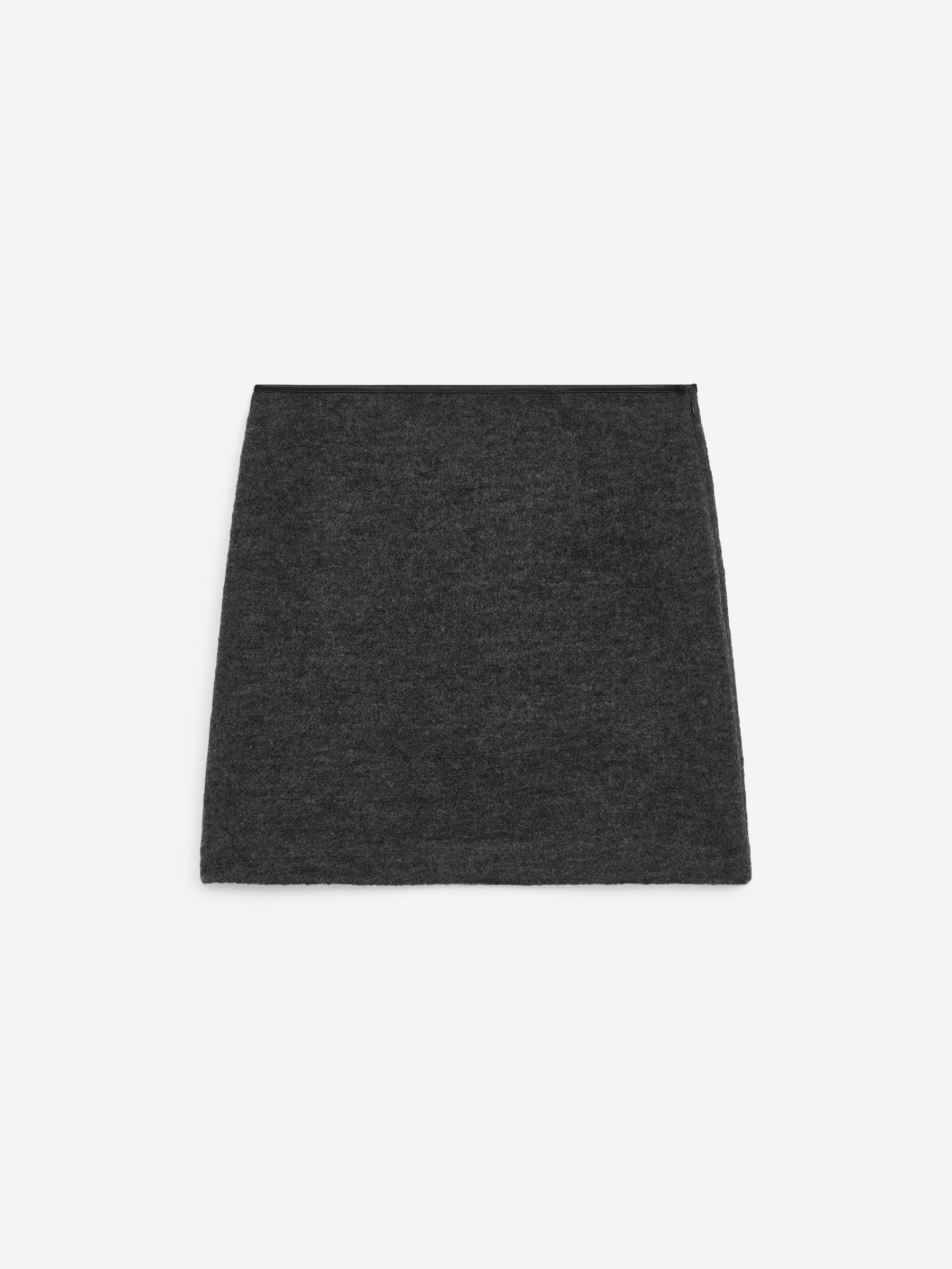 Wool-Blend Mini Skirt-#3A3A3D-13157