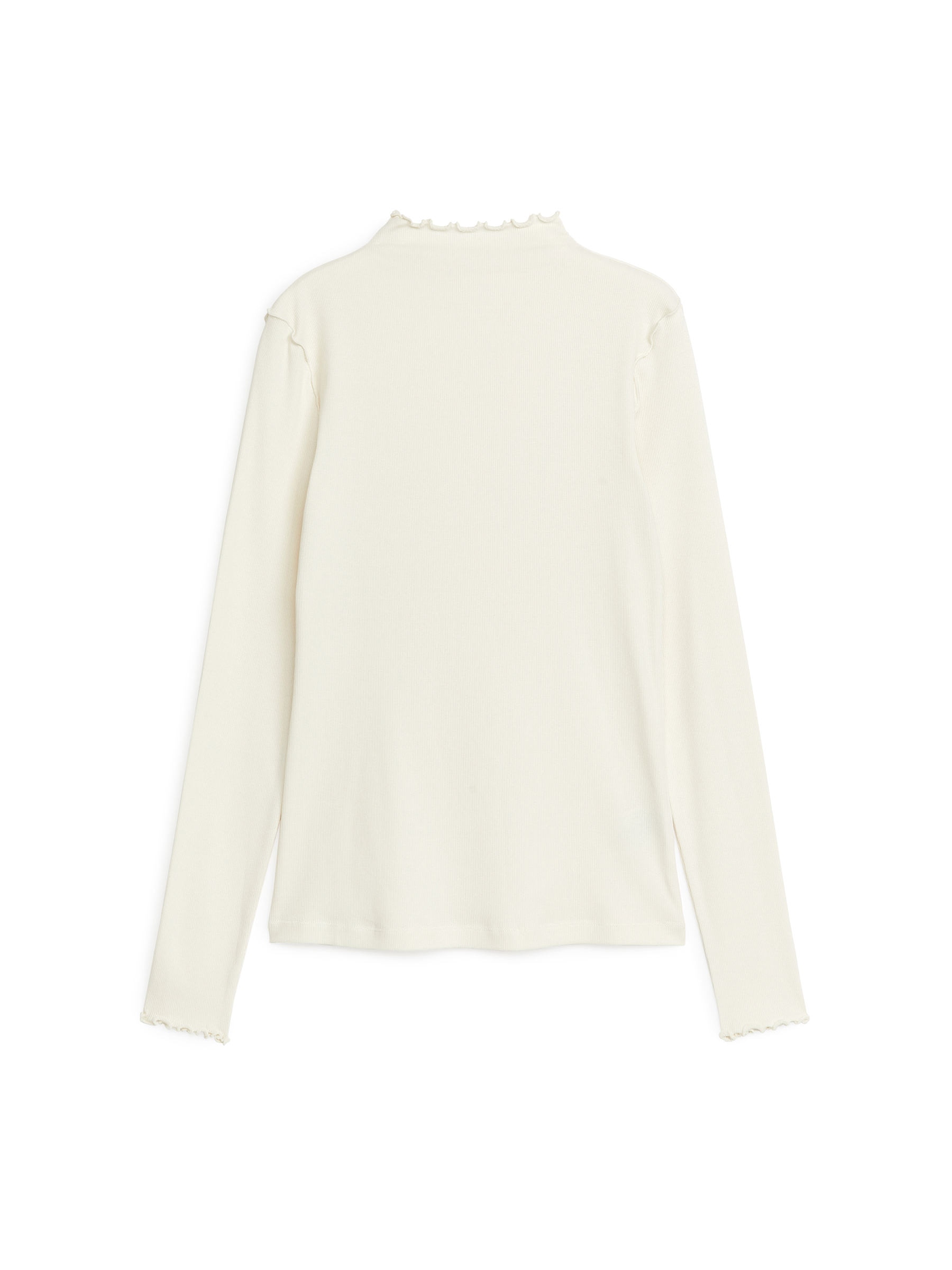 Geripptes Jerseyshirt-Weiß-5521