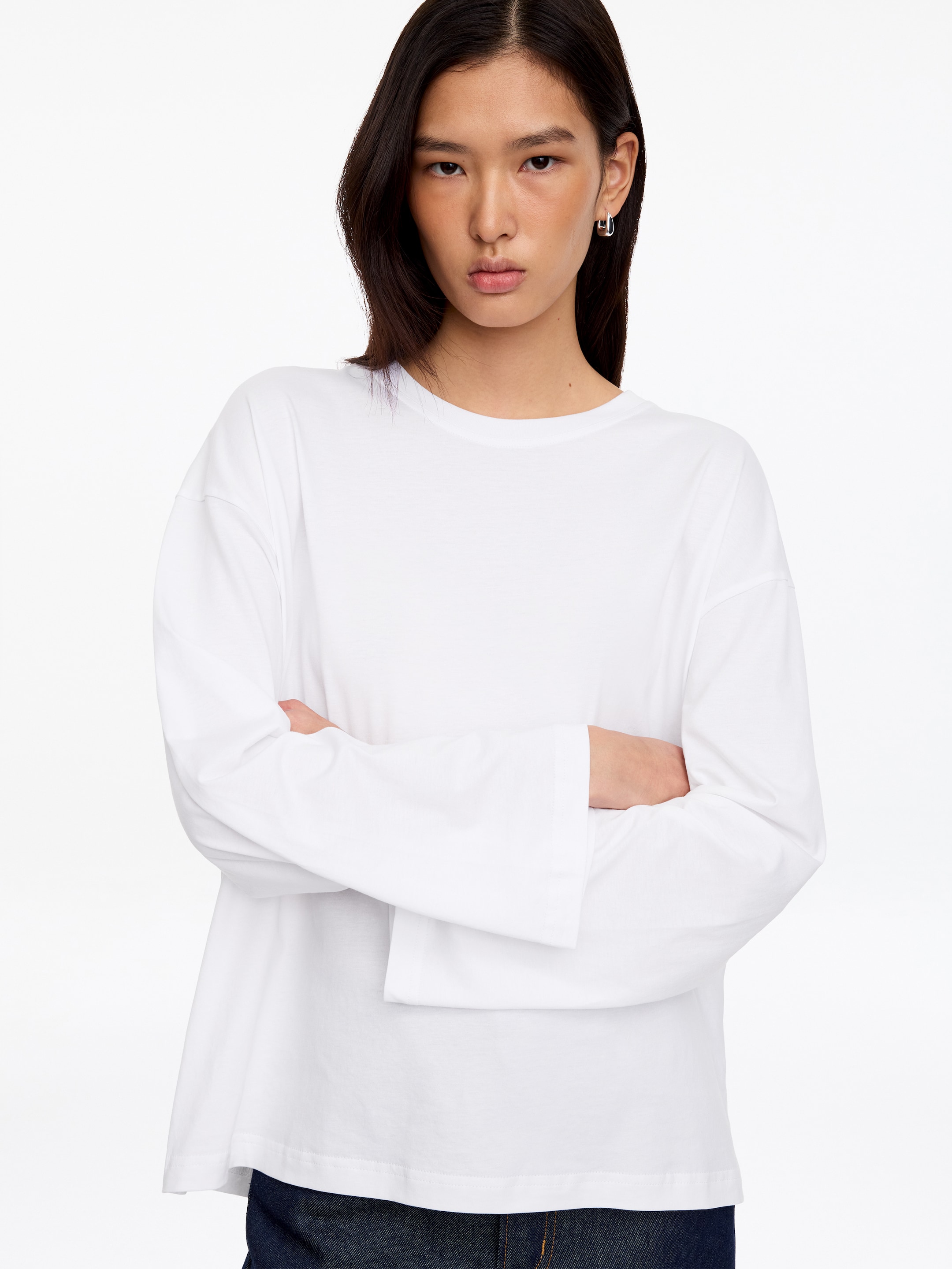 Camiseta de manga larga relaxed fit-White-18161