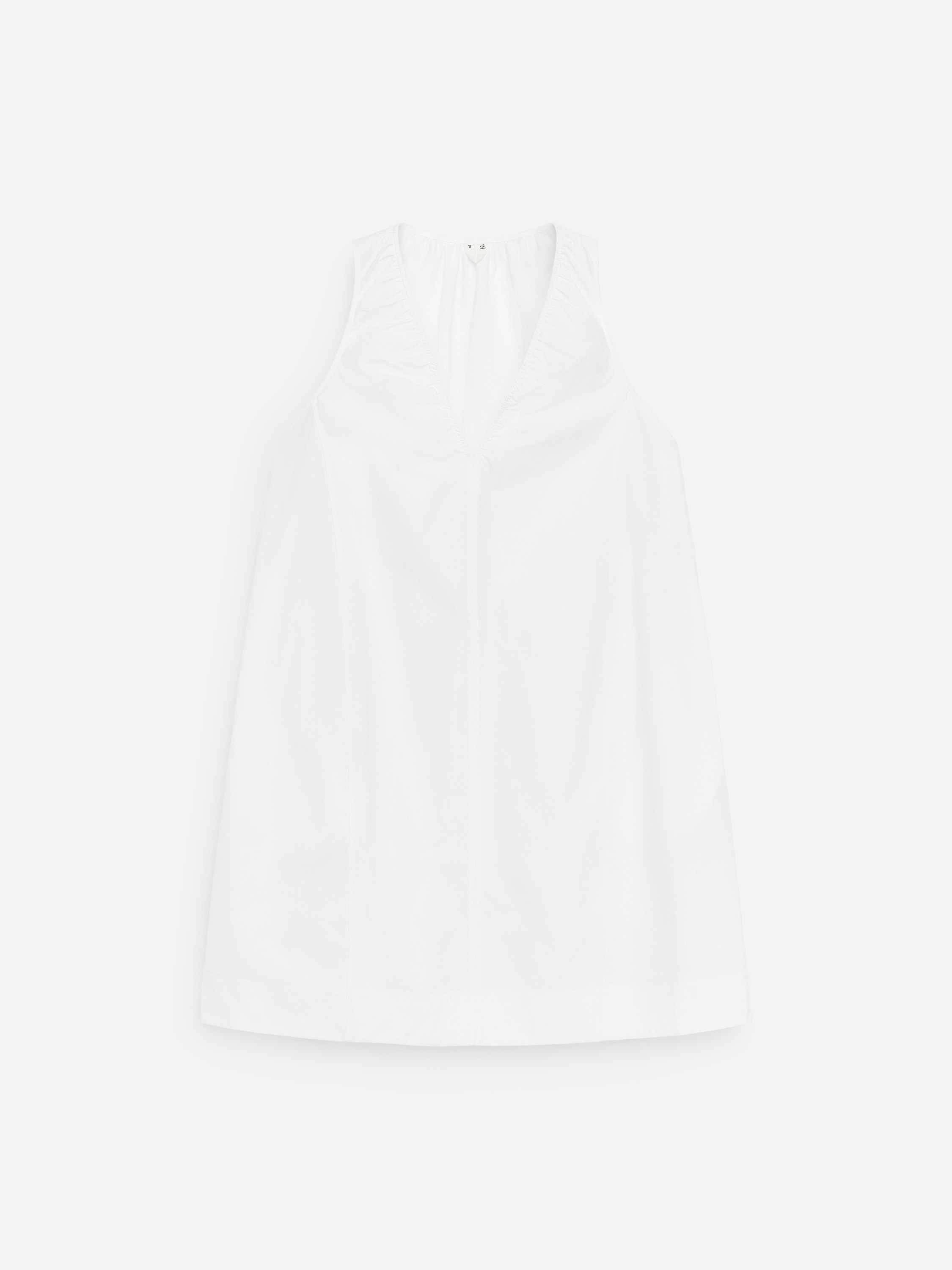 Gerafftes Kleid mit V-Ausschnitt - Weiß