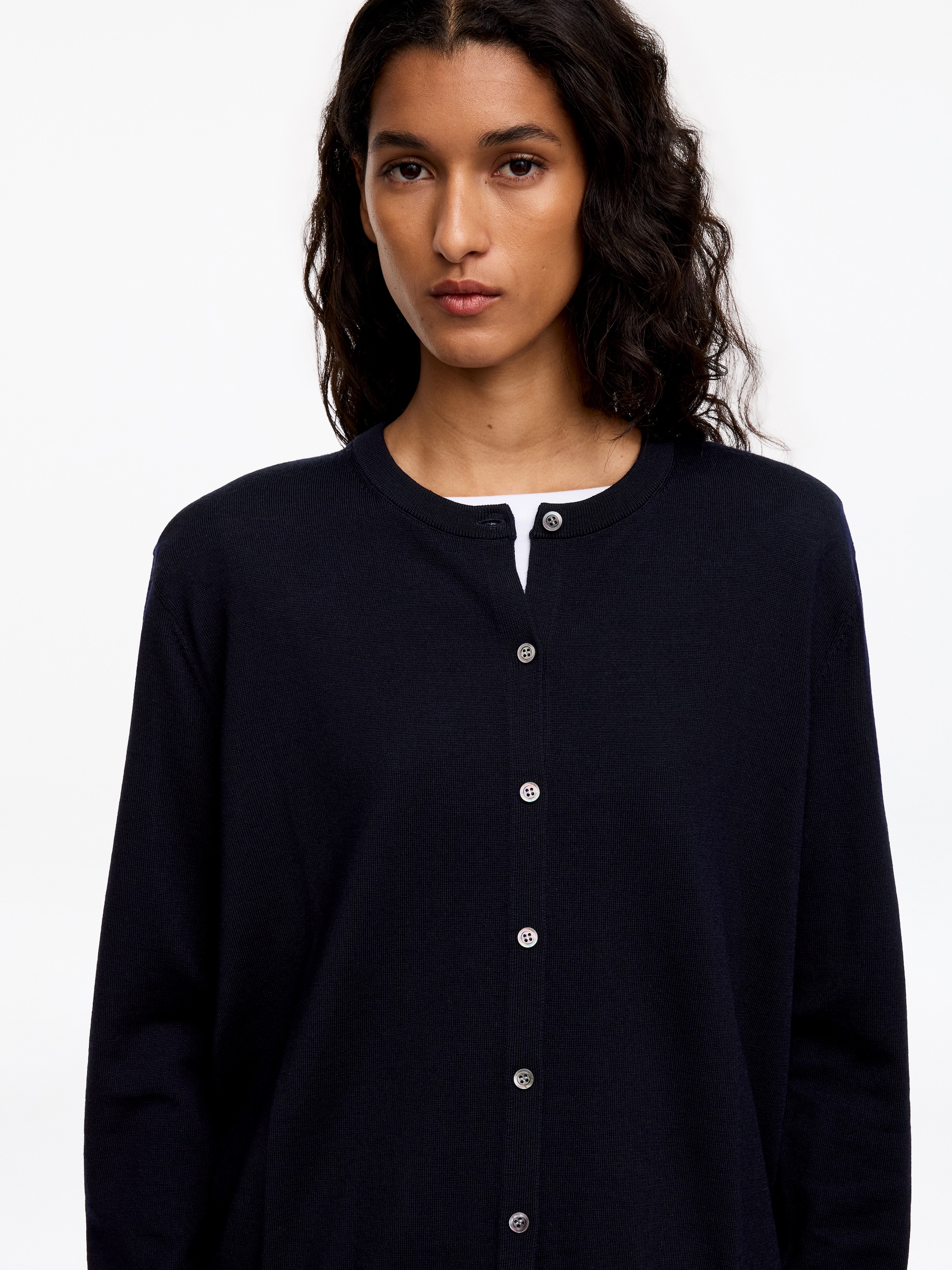 Cardigan in lana merino - Blu scuro - Regular fit - women - StillMedia/Lookbook - 6