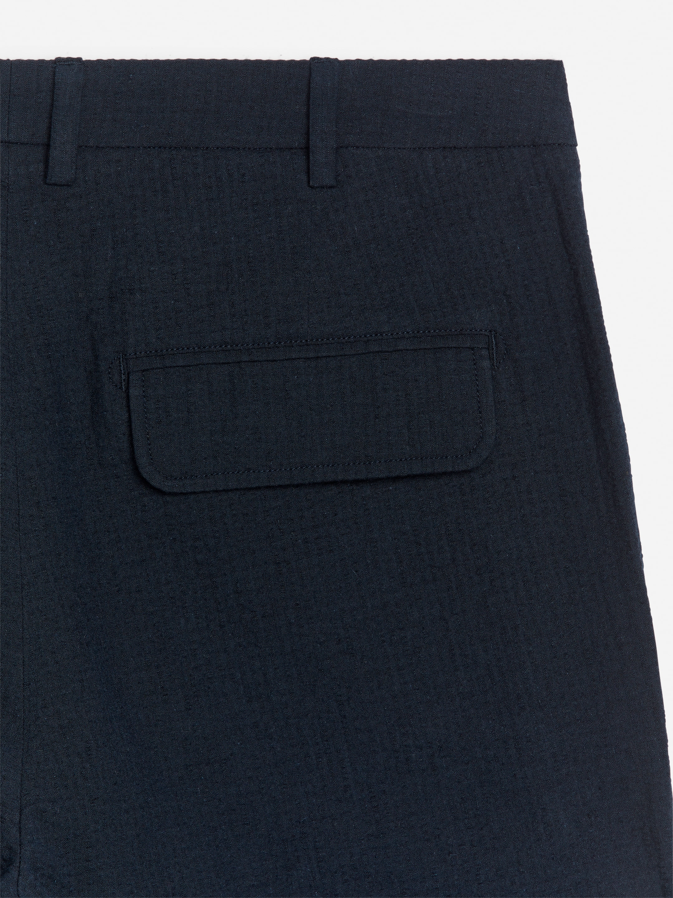 Linen Blend Seersucker Trousers - Dark Blue - Regular fit - Men - StillMedia/DescriptiveDetail - 1