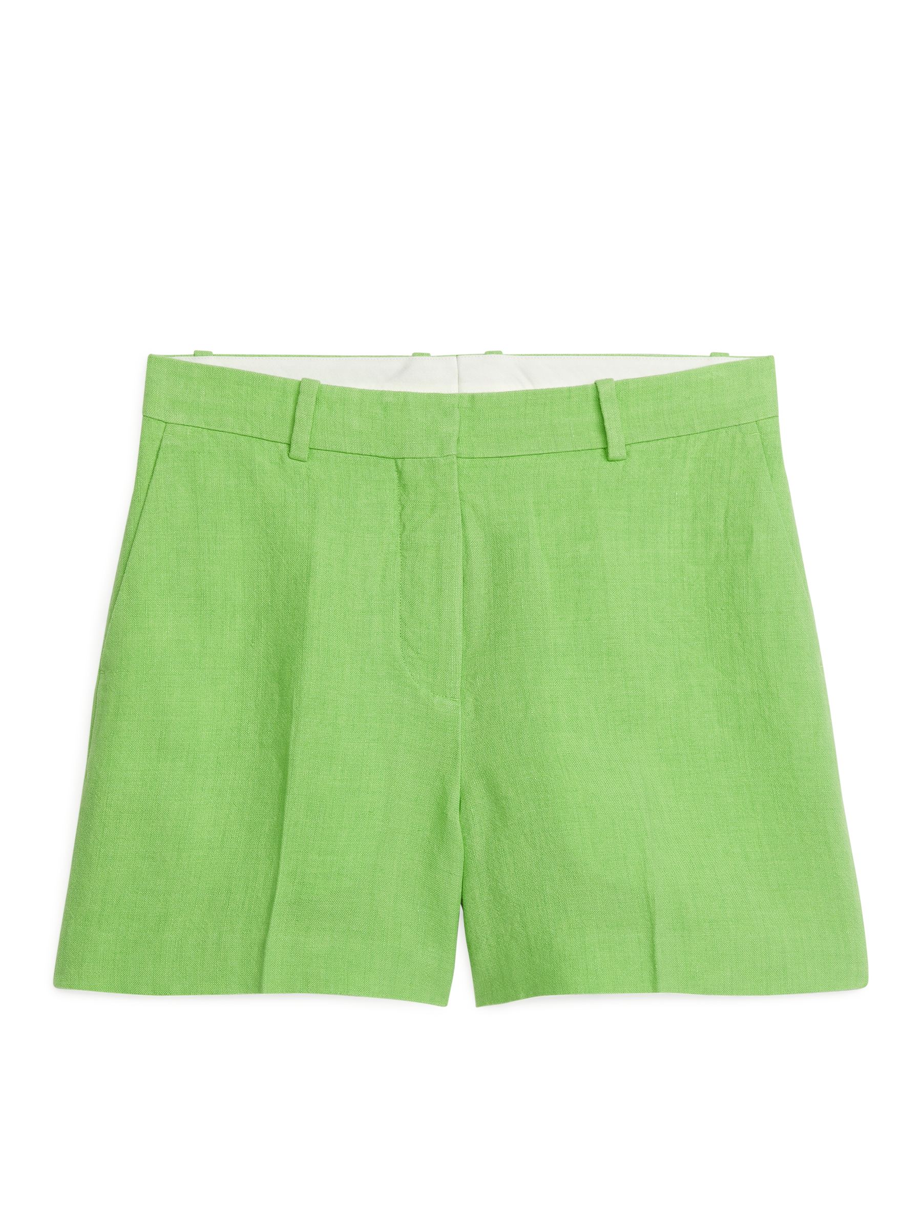 Heavy Linen Shorts - Lime Green - Regular fit - Women - StillMedia/DescriptiveStillLife - 1