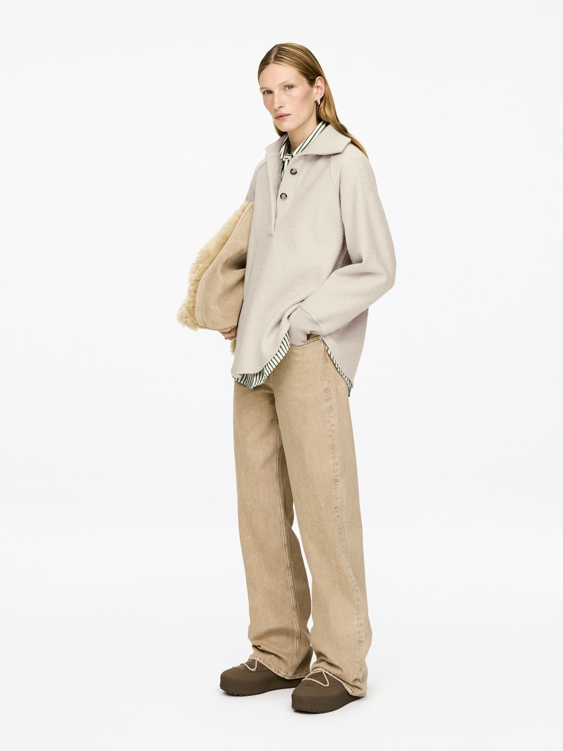 Tröja i valkad ull- och bomullsblandning - Off-white - Oversized - Women - StillMedia/Lookbook - 4