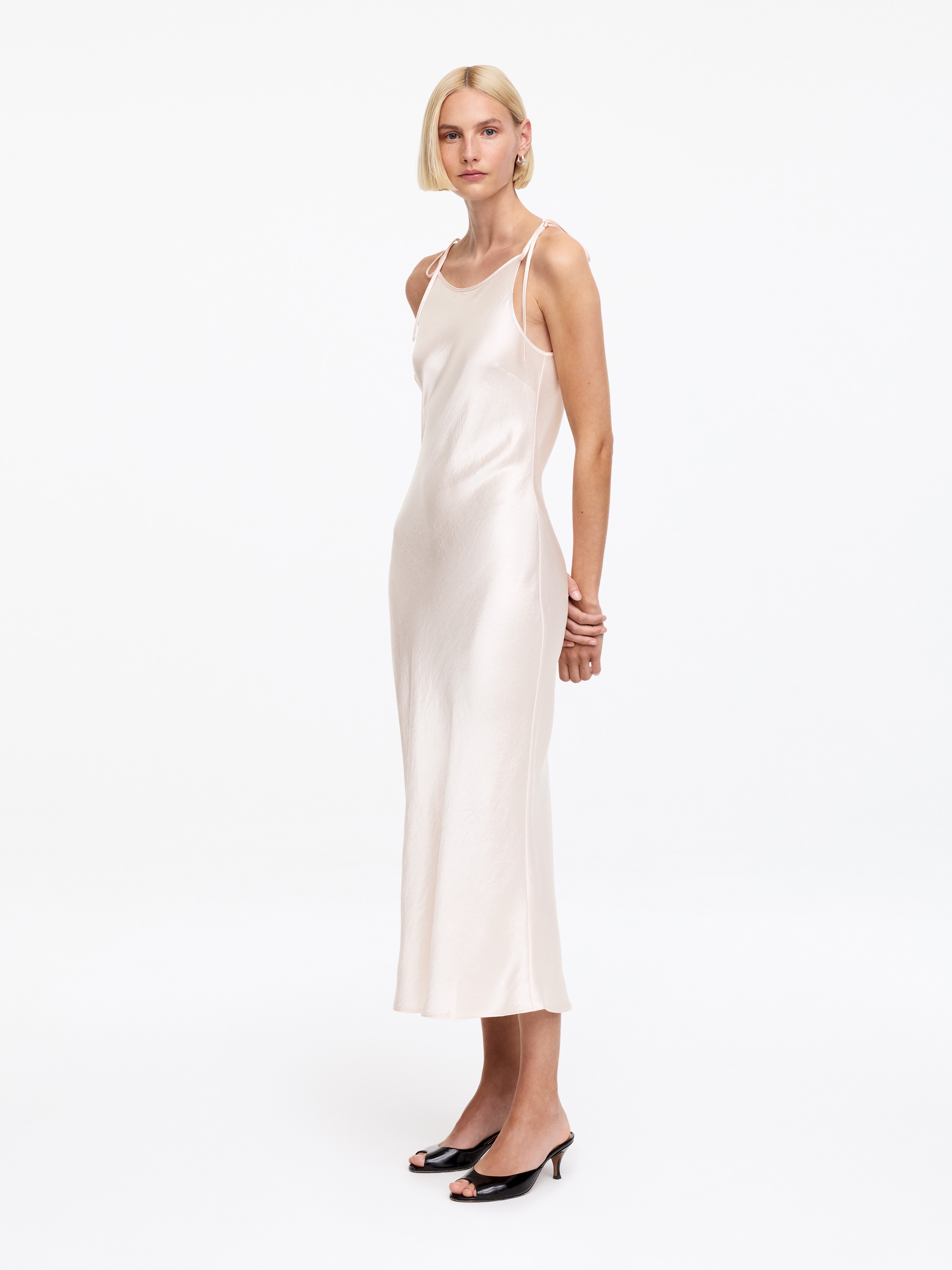 Crushed Satin Slip Dress