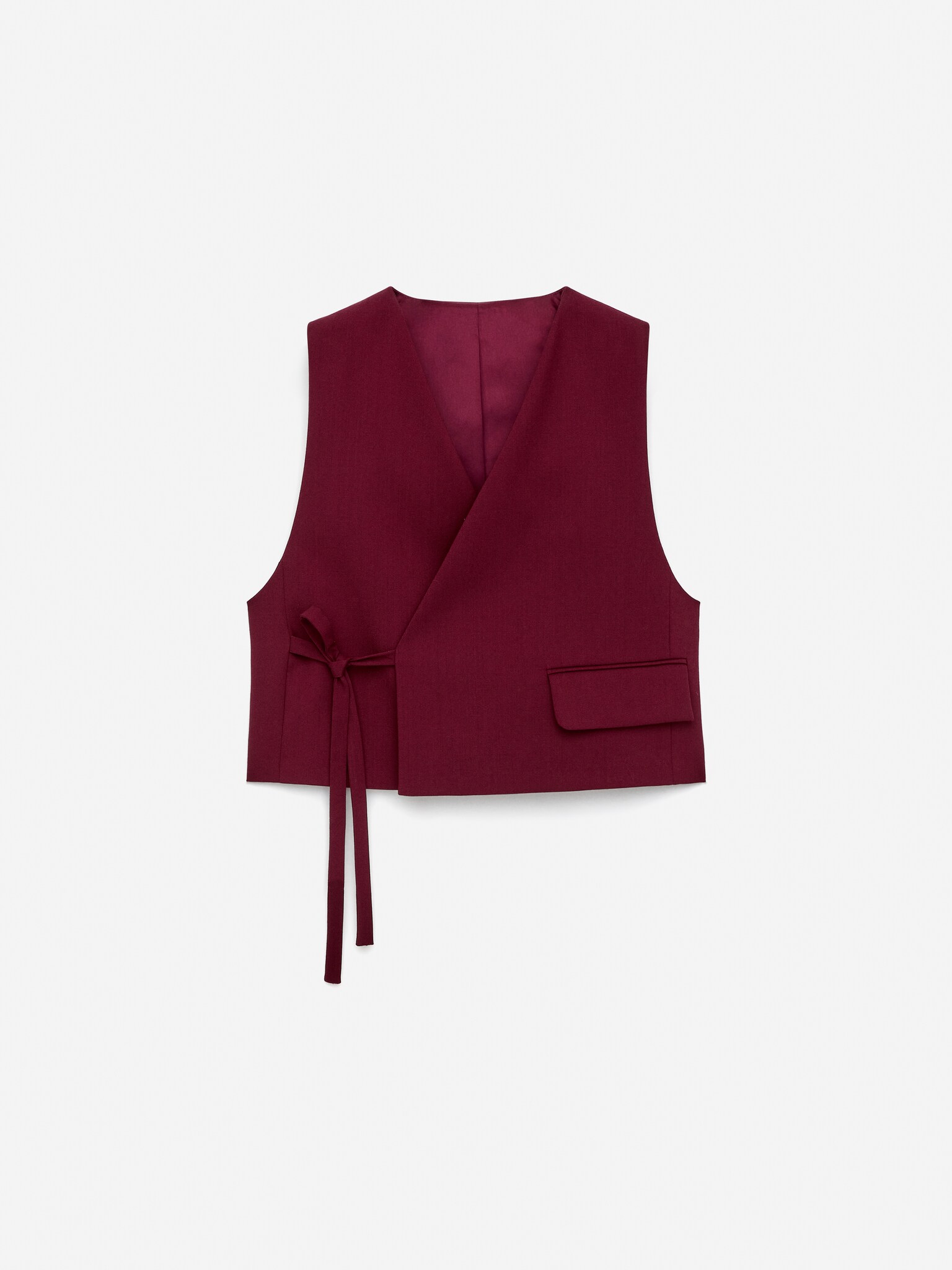Gilet modulaire en laine - Rouge foncé - 2