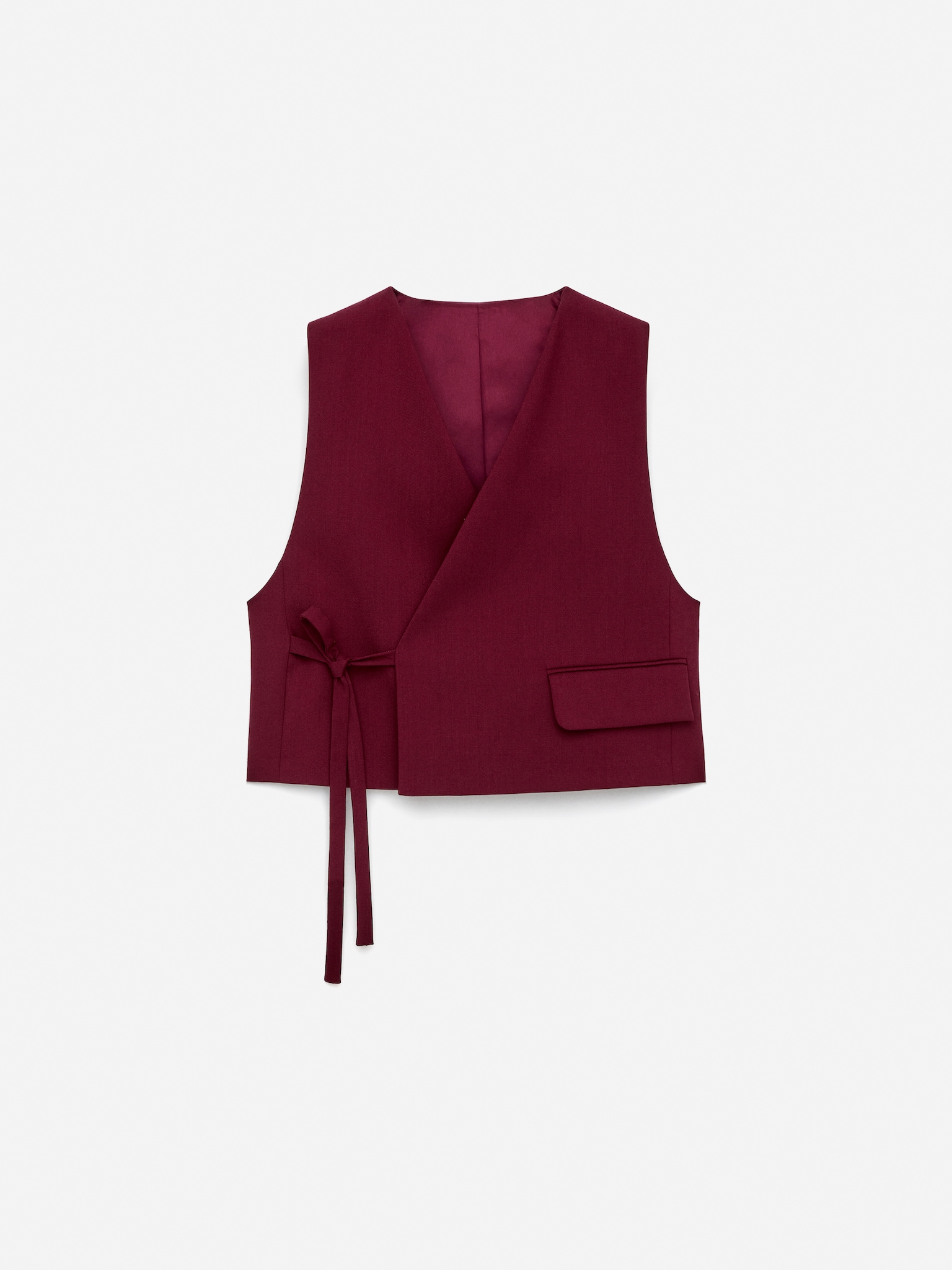 Gilet modulaire en laine - Rouge foncé/Bleu foncé - 2
