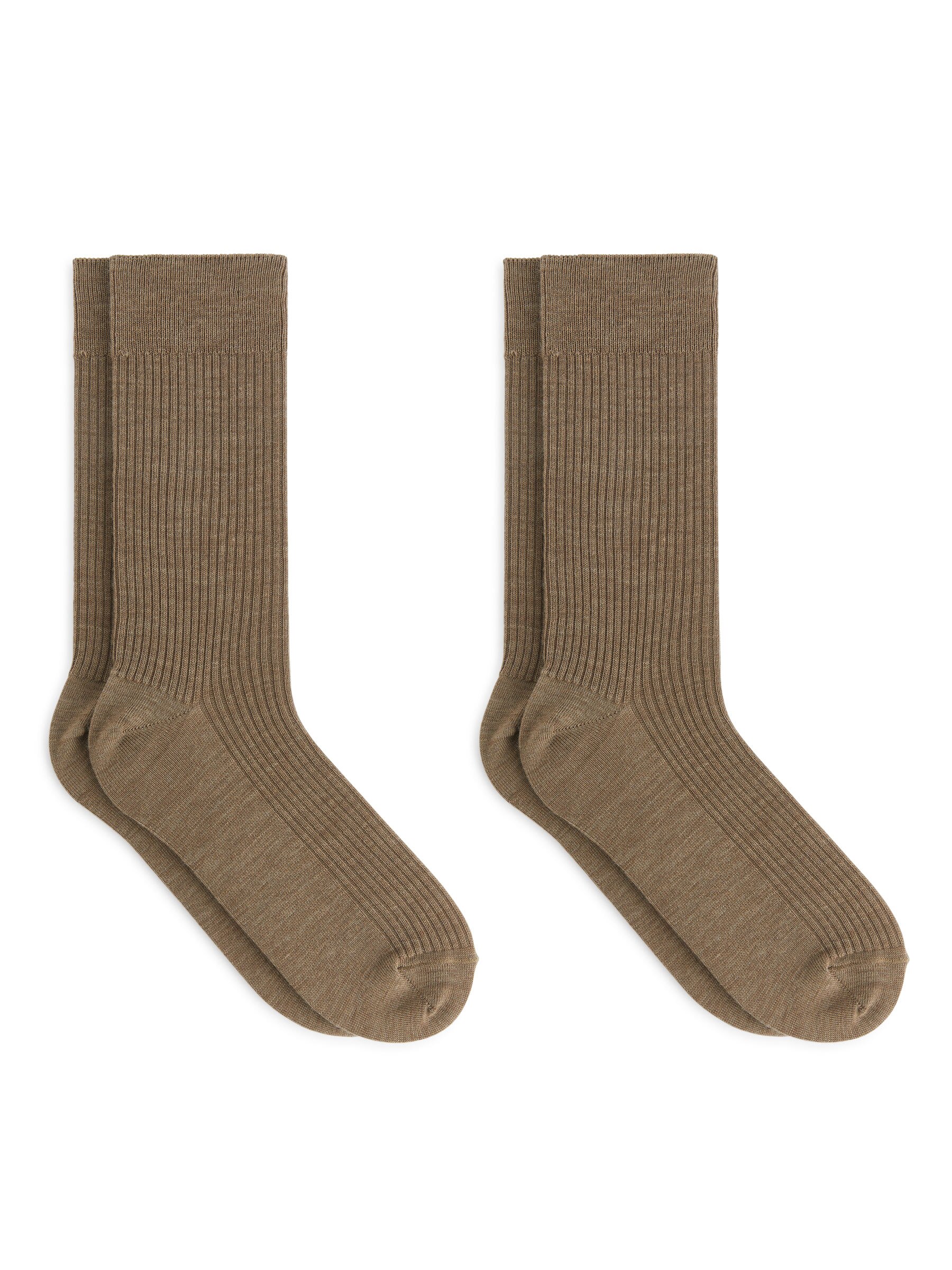 Gerippte Socken aus Wollmischung, 2 Paar - Beige meliert - Herren - StillMedia/DescriptiveStillLife - 1