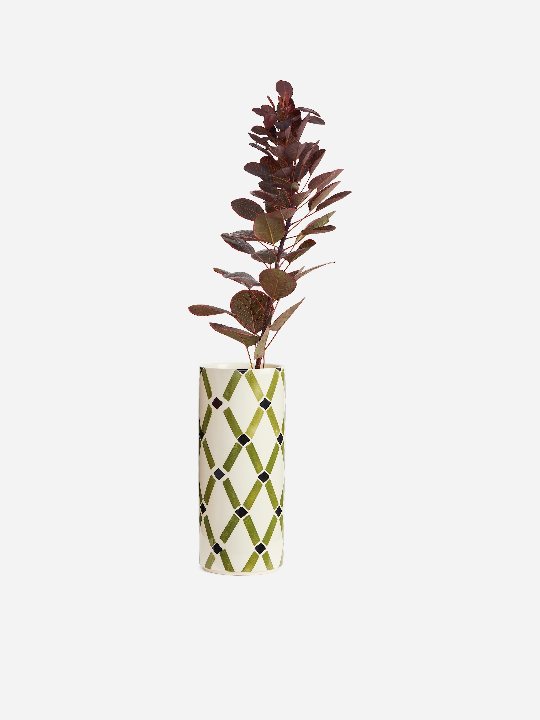 Vas i stengods, 23 cm - Grön/vit - homeware - StillMedia/DescriptiveStillLife - 1