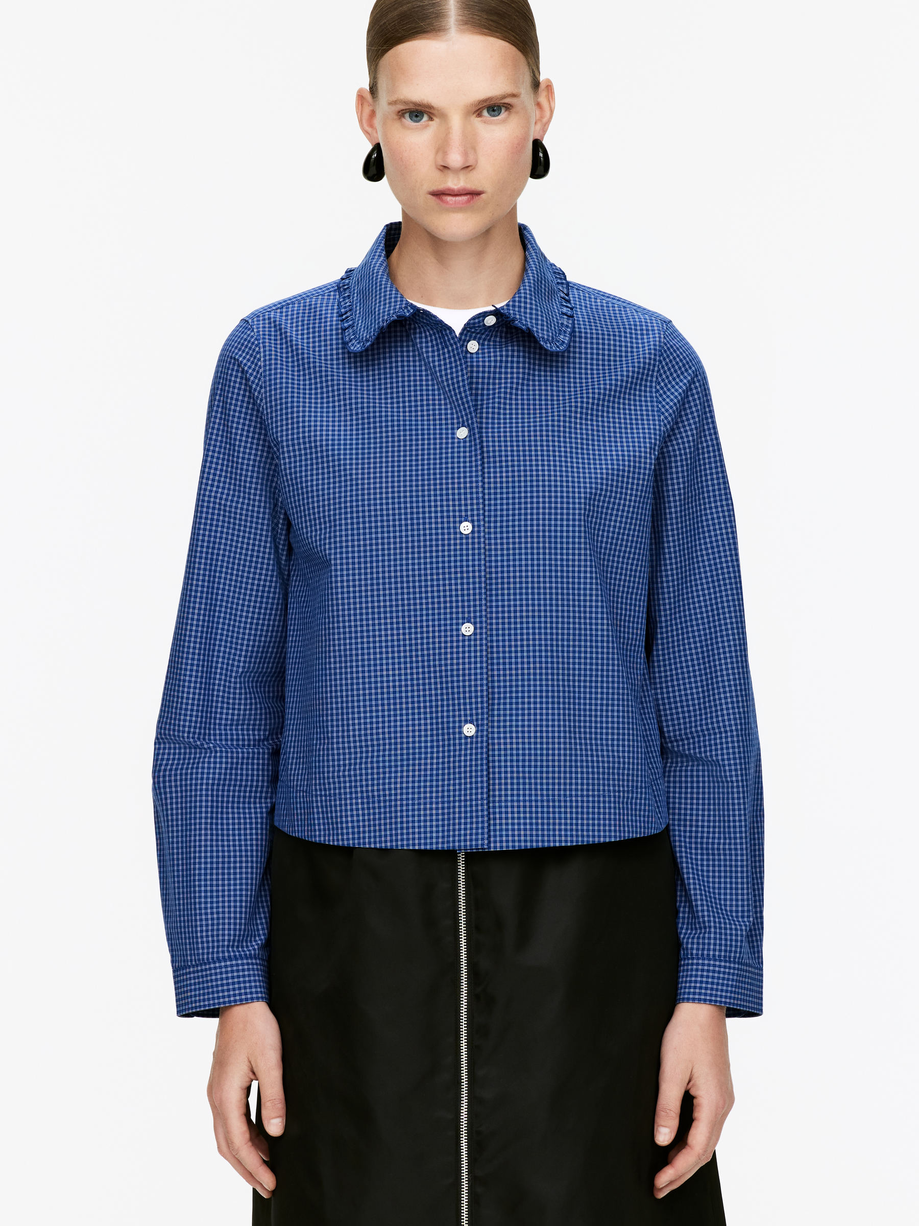 Volangblus - Blå/rutig - Regular fit - Women - StillMedia/Lookbook - 3
