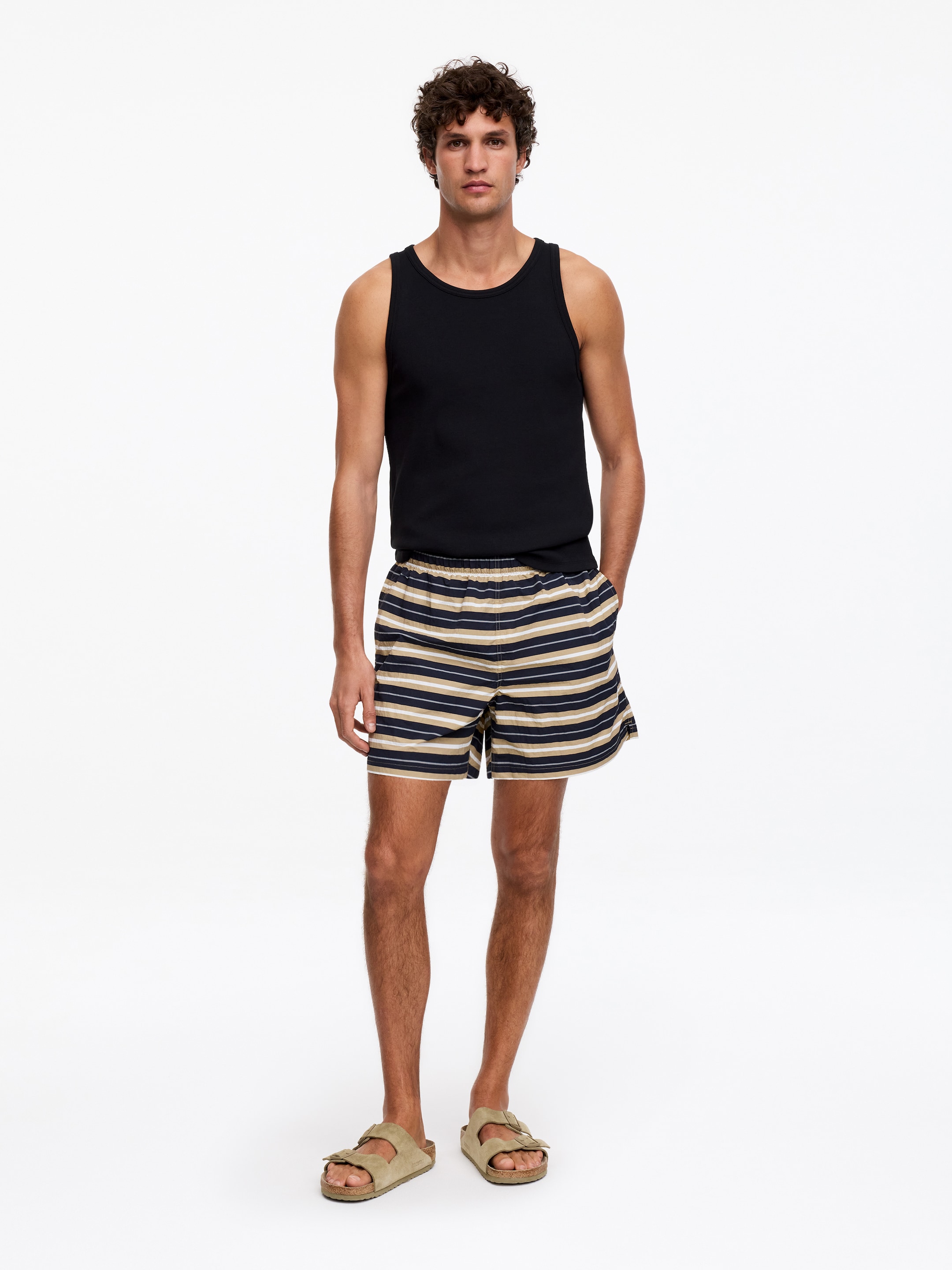 Allover-Printed Swim Shorts-#91856F-18899