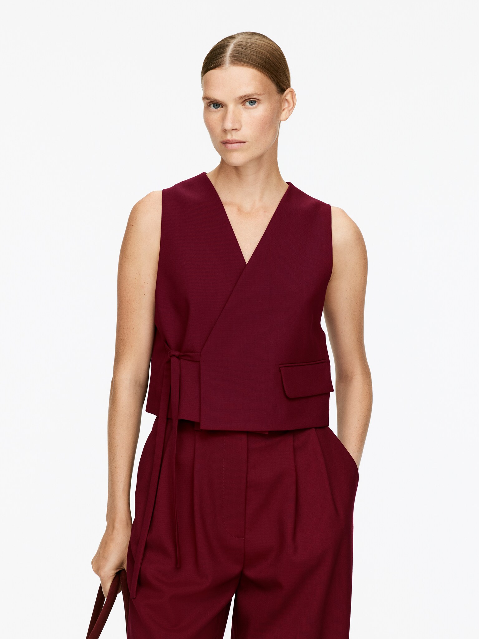 Gilet modulare in lana - Rosso scuro