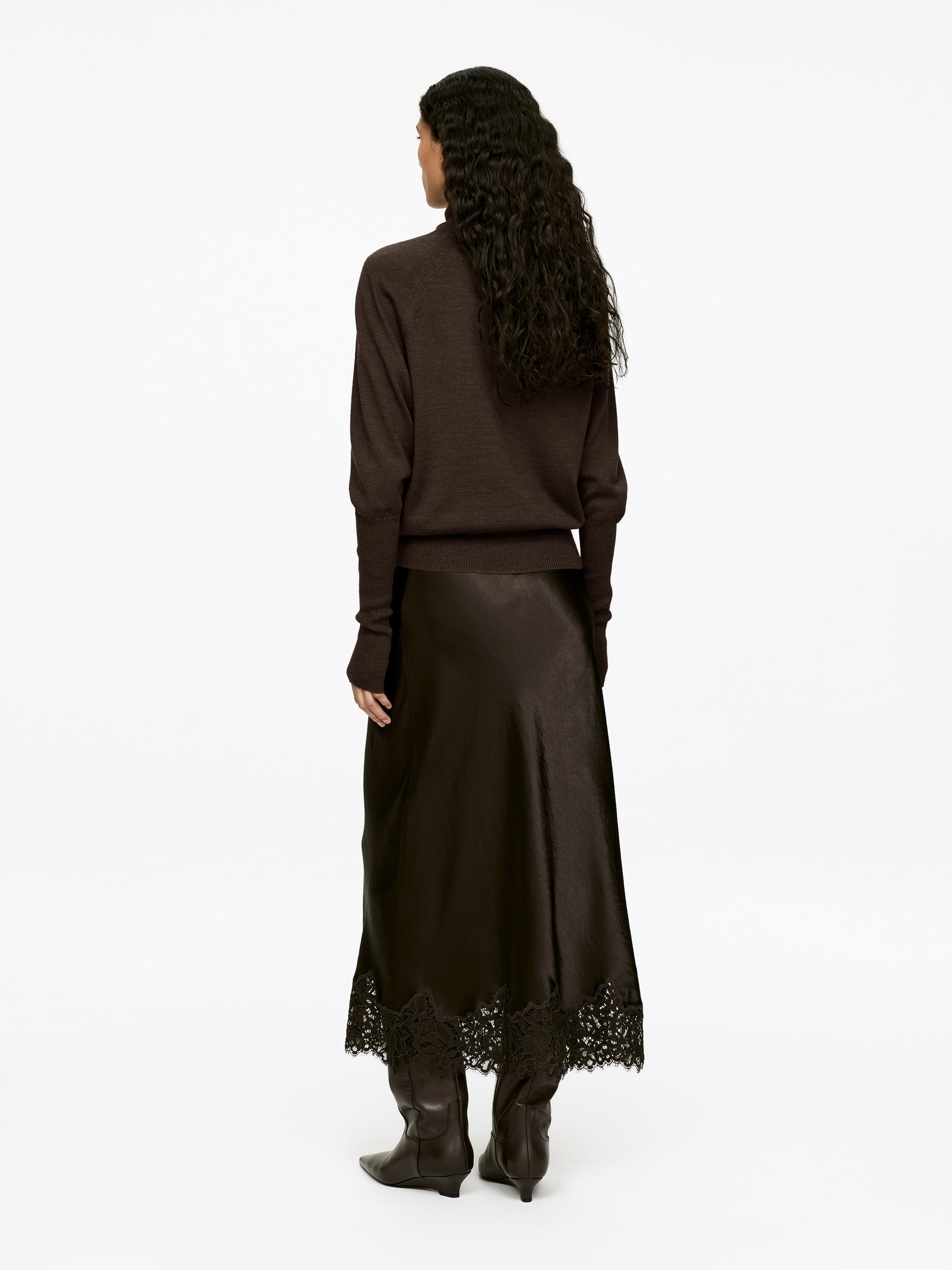 Merino Wool Roll-Neck Jumper - Dark Brown - Regular fit - Women - StillMedia/Lookbook - 4
