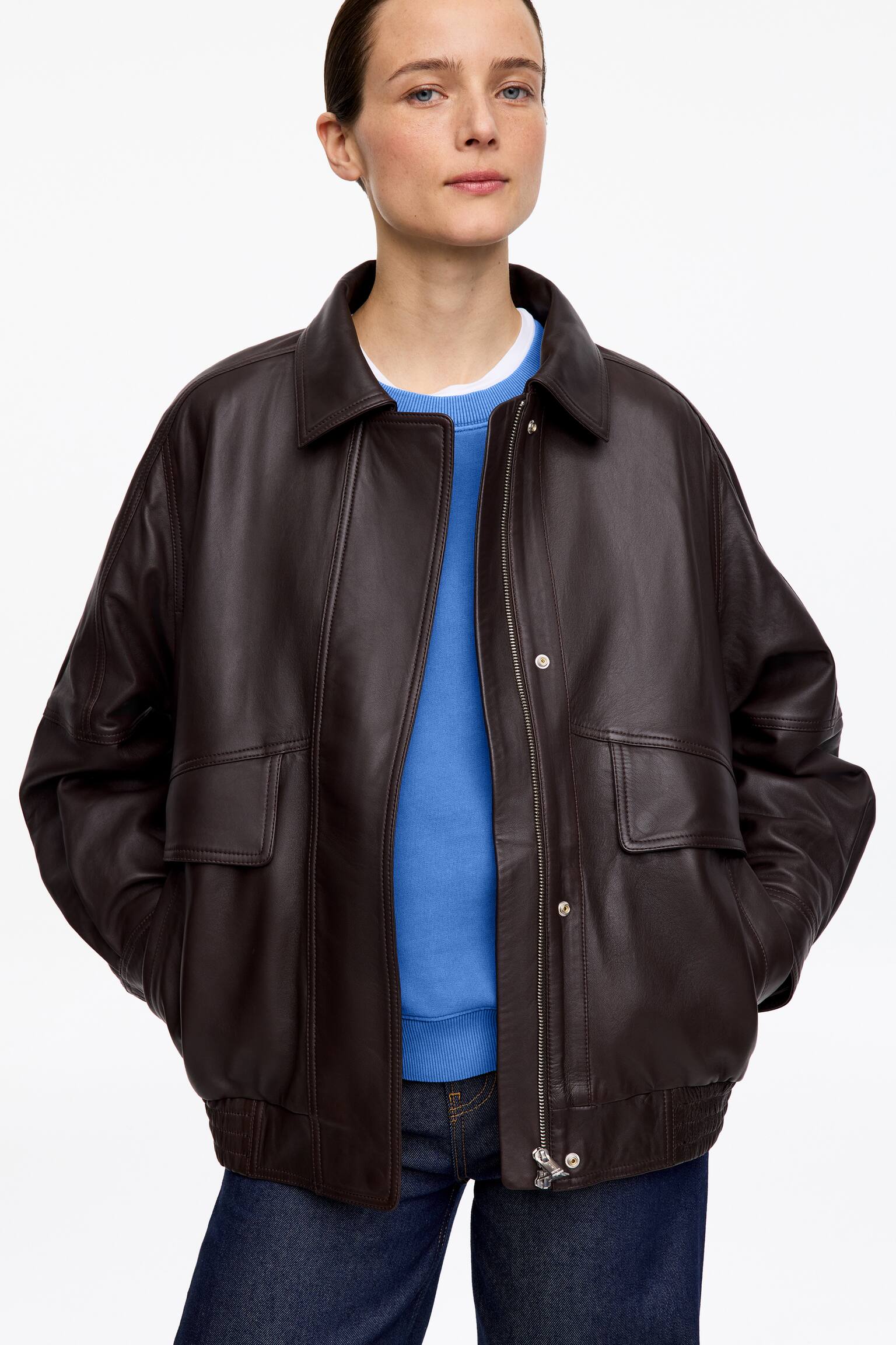 Sweatshirt i frotté - Blå/Pink/Gråmeleret/Mørkebrun/Brun - 4