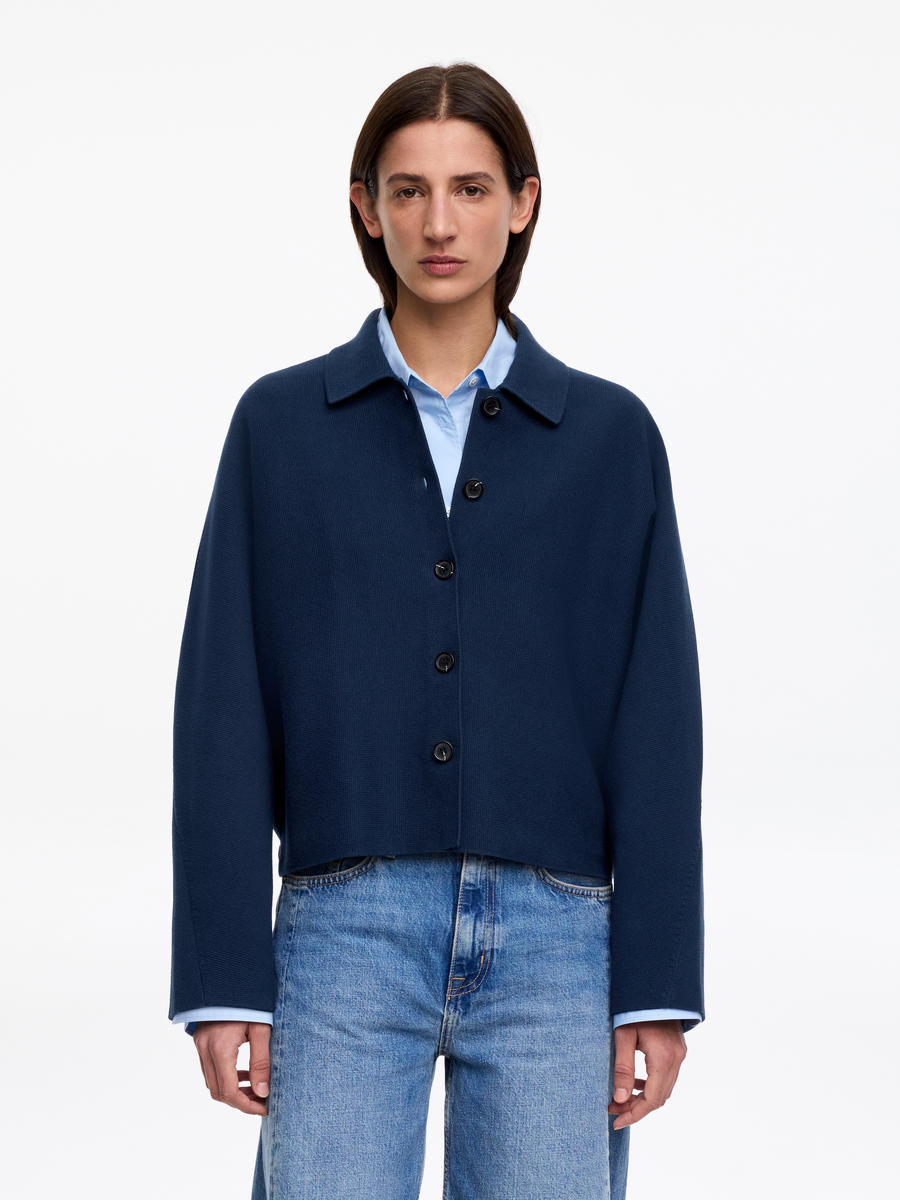 ARKET Women's  Knitted Cotton Jacket Blue,  size L
