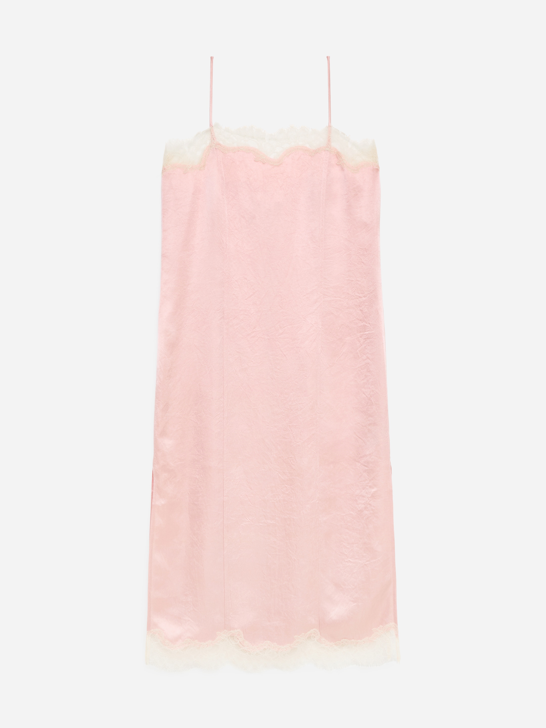 Lace-Trimmed Slip Dress-Pink-19228