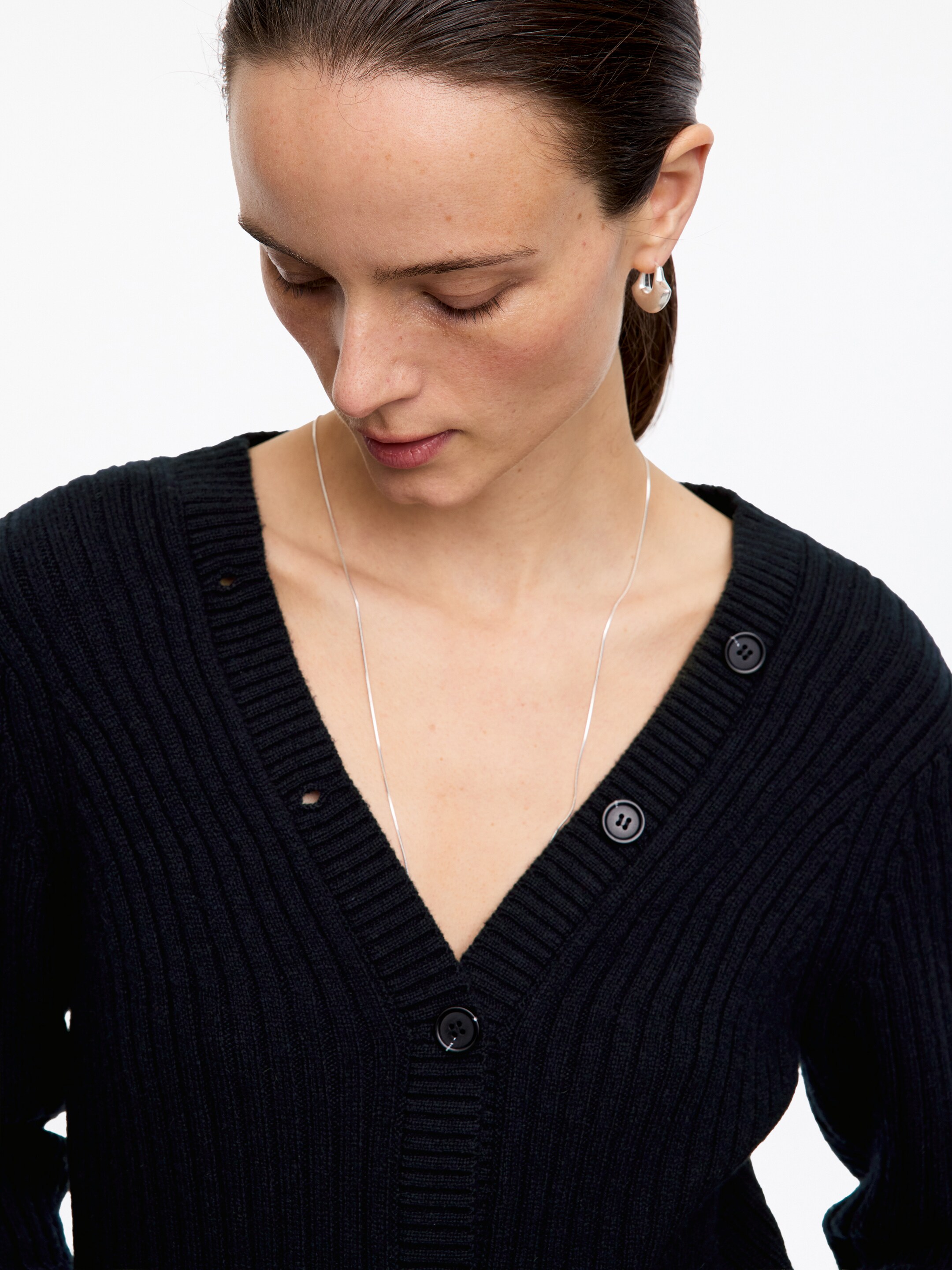 Kardigan z prążkowanej dzianiny - Ciemnoniebieski - Fason normalny - Women - StillMedia/Lookbook - 7