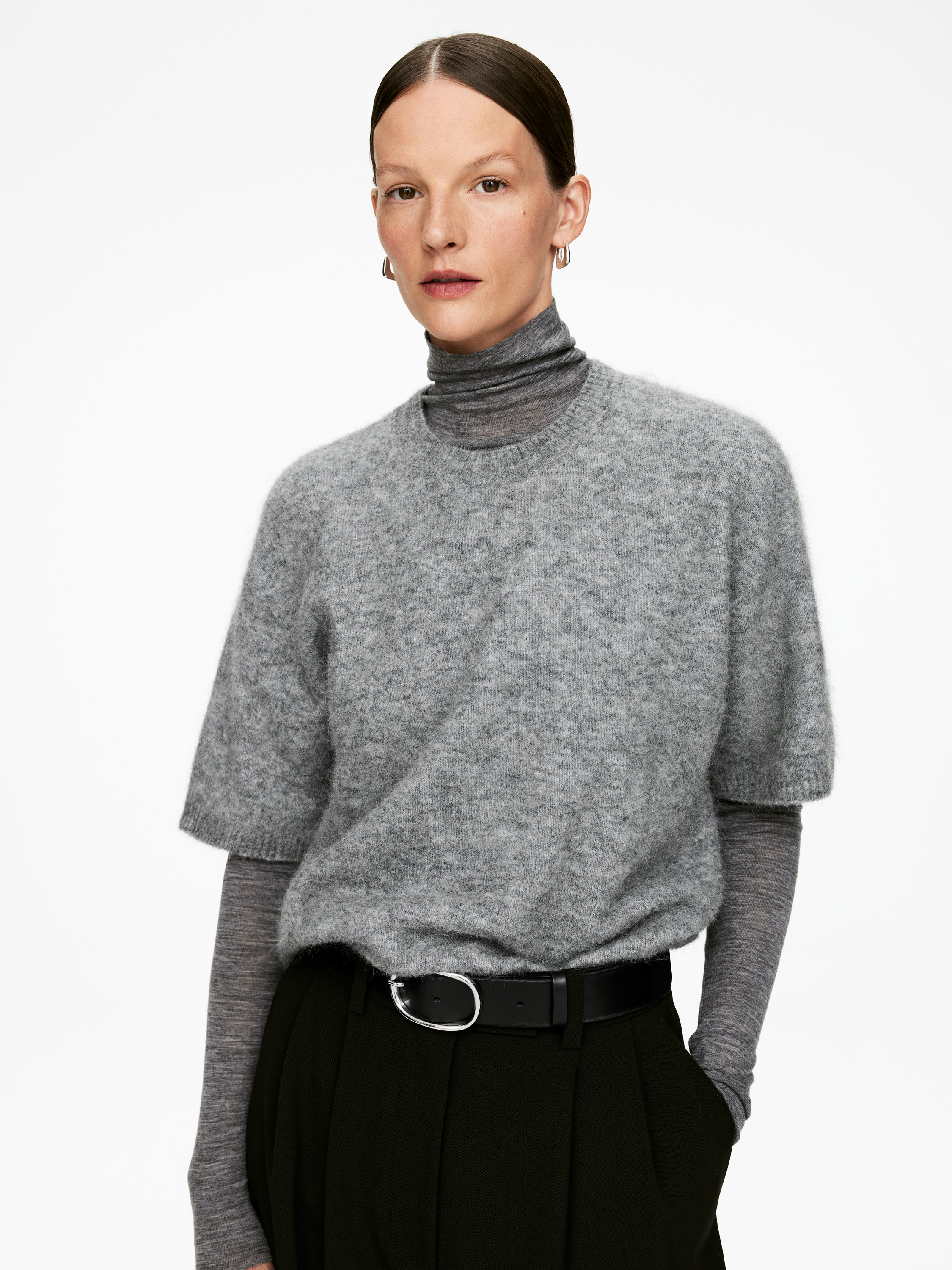 Roll-Neck Wool Top - Grey - Slim fit - Women - StillMedia/Lookbook - 3