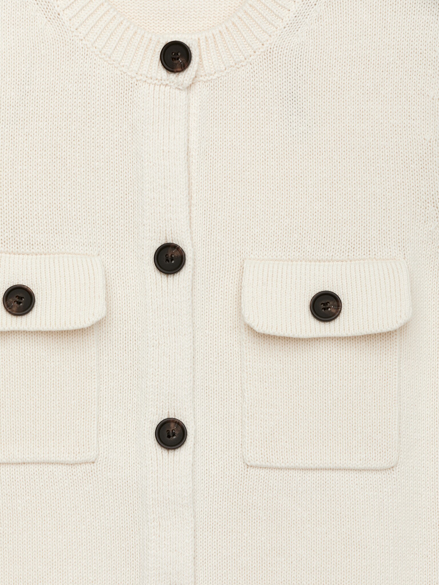 Knitted Cotton Vest - White/Reddish Brown - 5