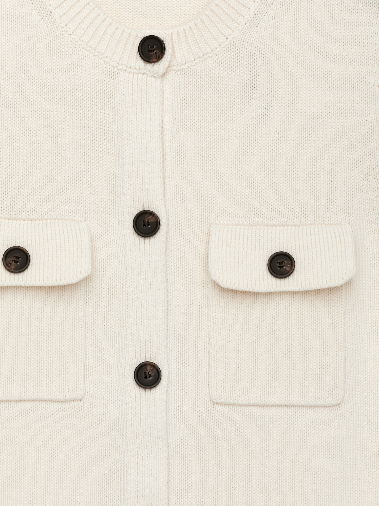 Knitted Cotton Vest - White/Reddish Brown - 5