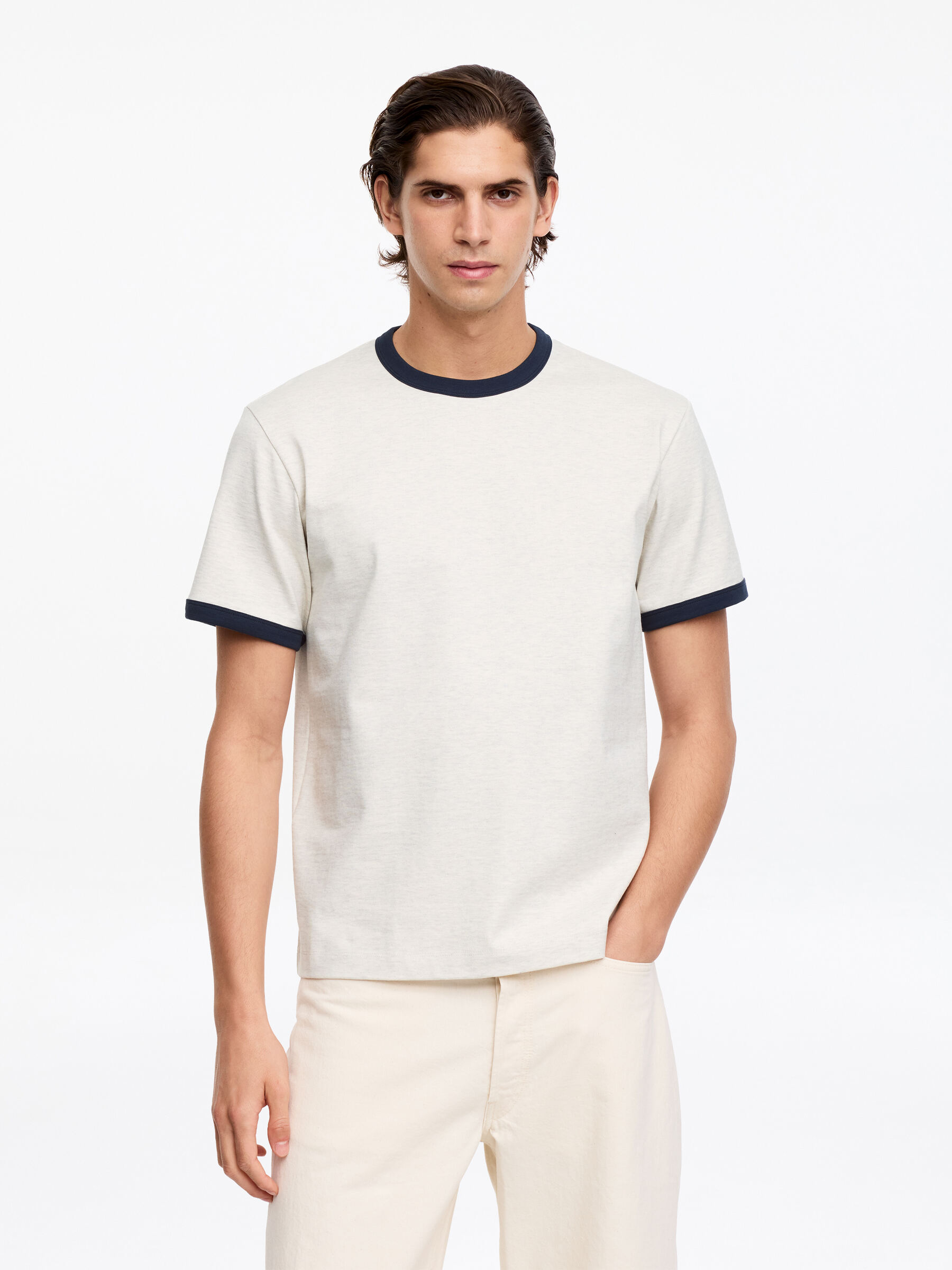 Fitted T-shirt-#E5E0C7-19377