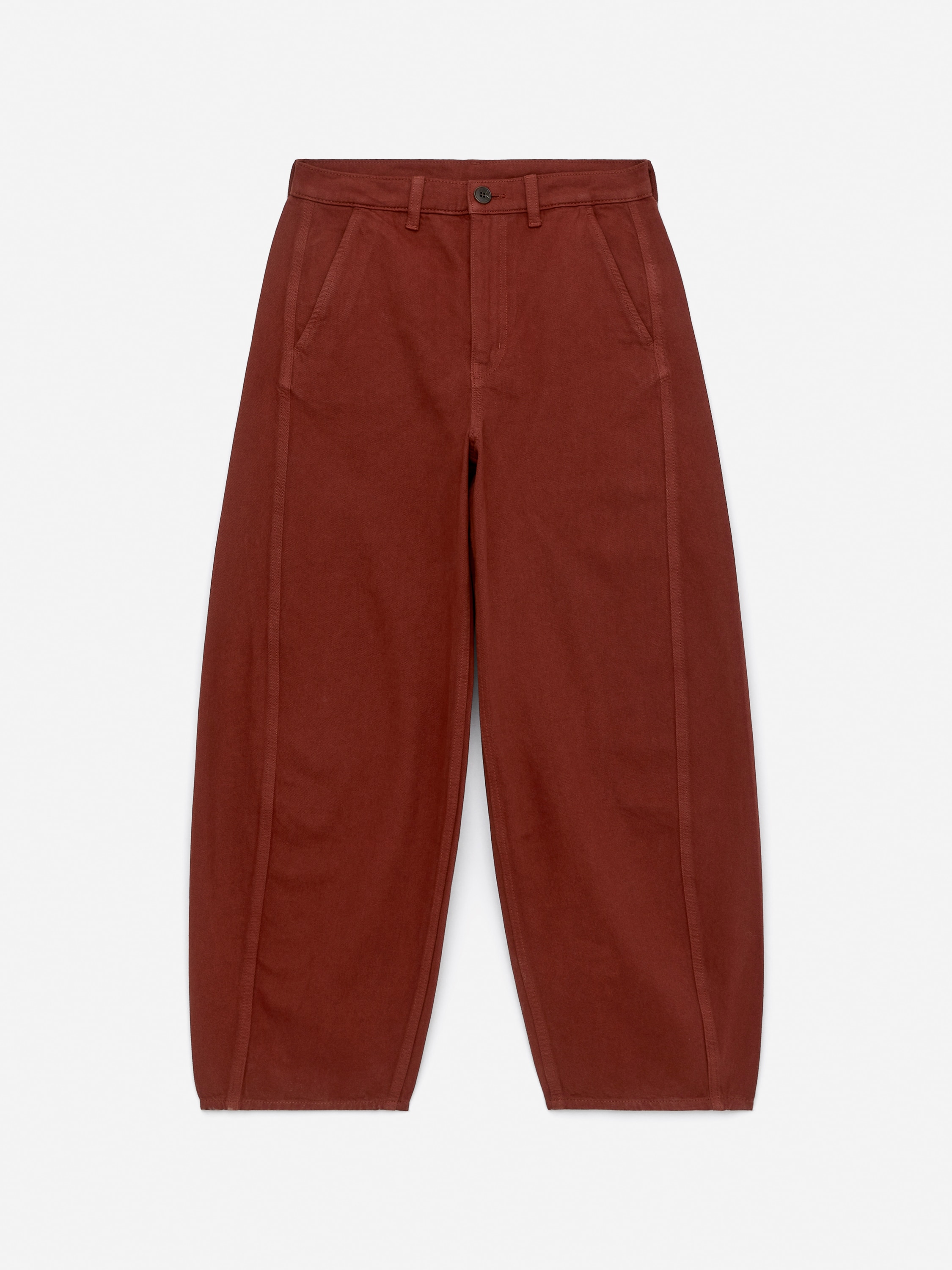 Calças de ganga de corte barrel - Castanho sobretingido