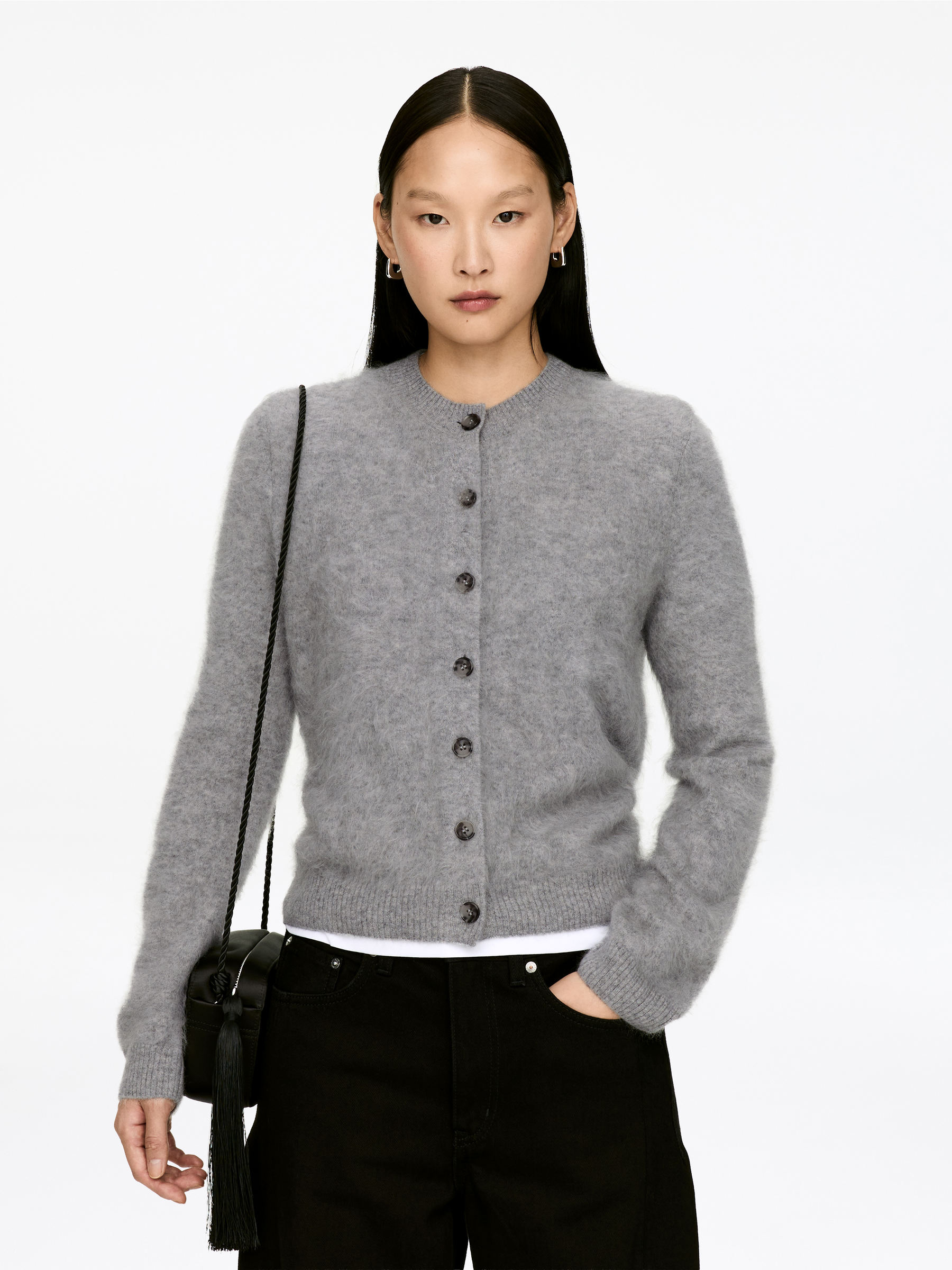Pure Brushed-Cashmere Cardigan-#90939C-16807