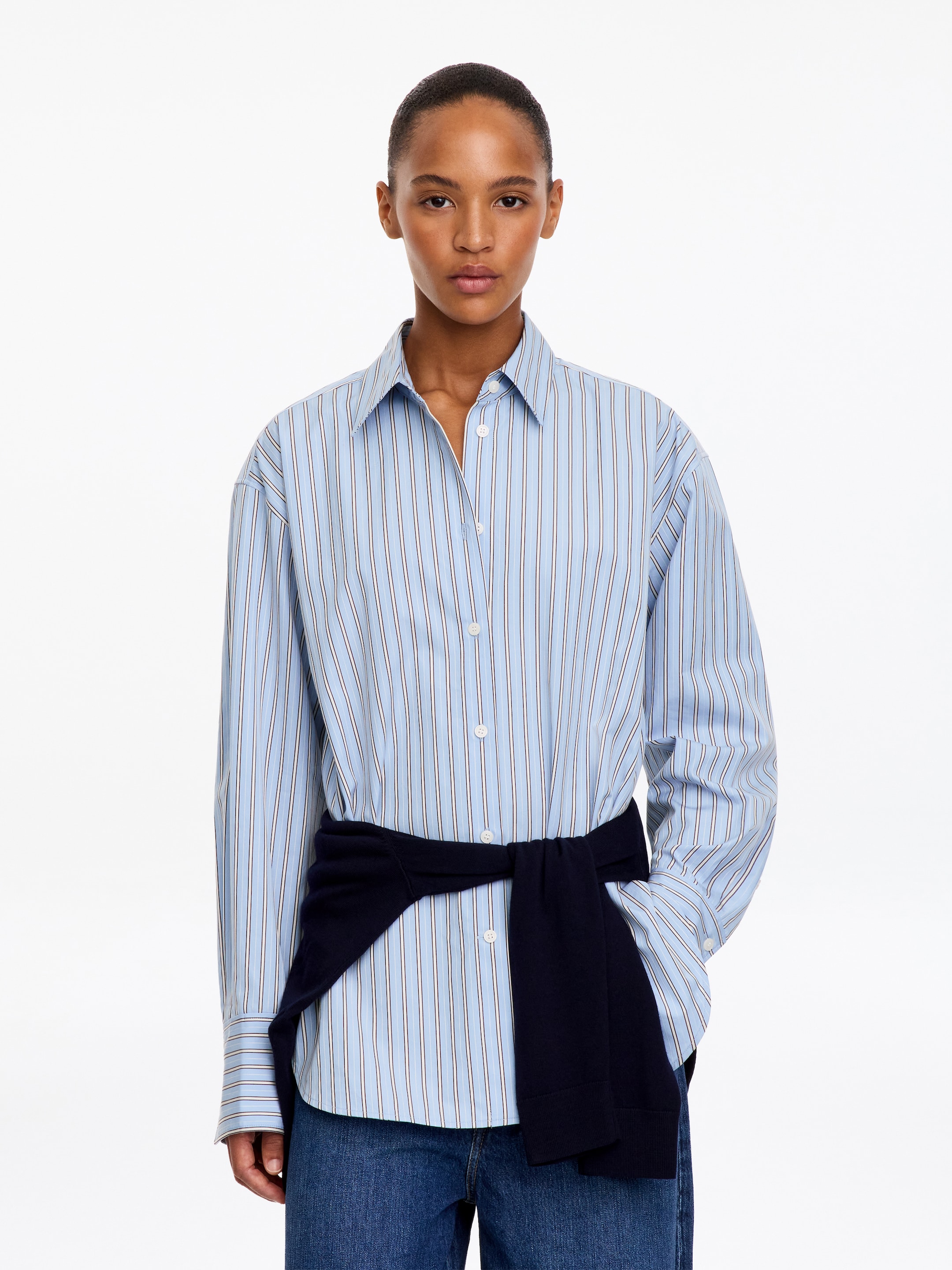 Relaxed-Fit Poplin Shirt-Blue-20847