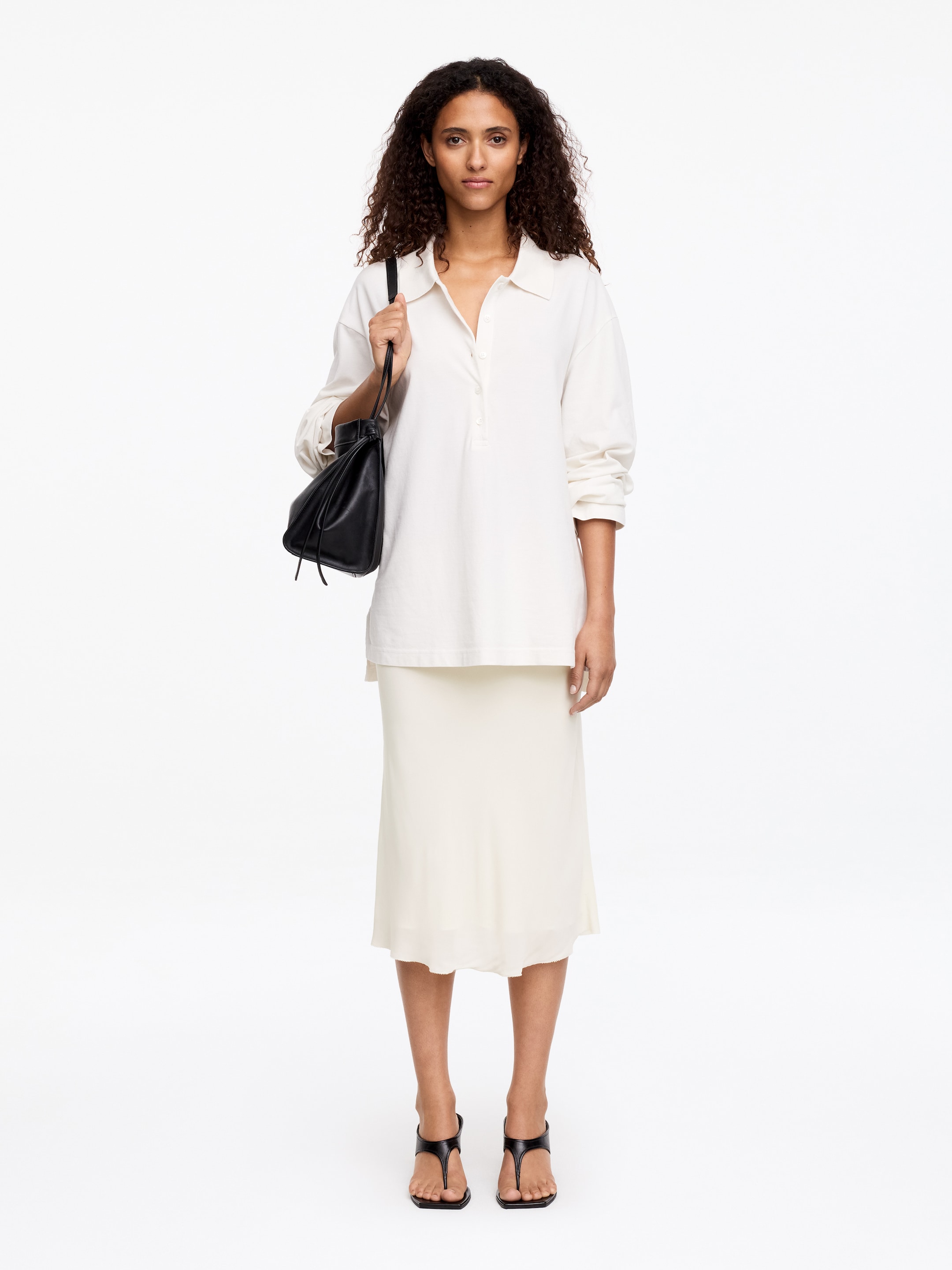 Chiffon Midi Skirt - Off White - Regular fit - Women - StillMedia/Lookbook - 4
