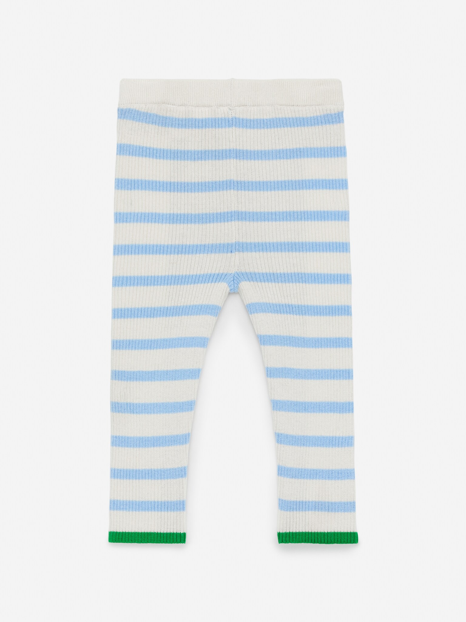 Rippstrickleggings für Neugeborene - Blau/Cremeweiß/Grün - 3