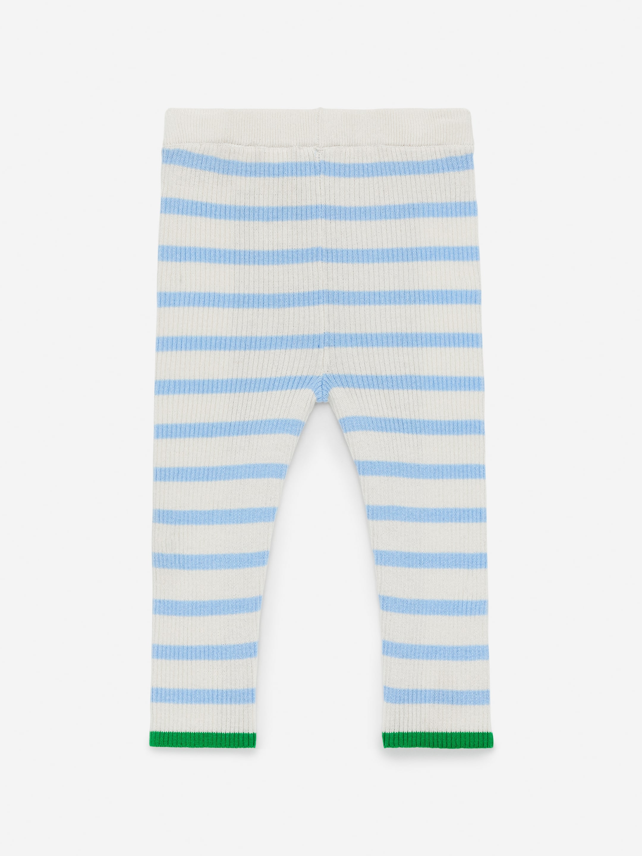 Zobacz większy obraz: Legginsy z prążkowanej dzianiny dla noworodka - Niebieski/Złamana biel/Zielony - Dziecko | H&M PL 2