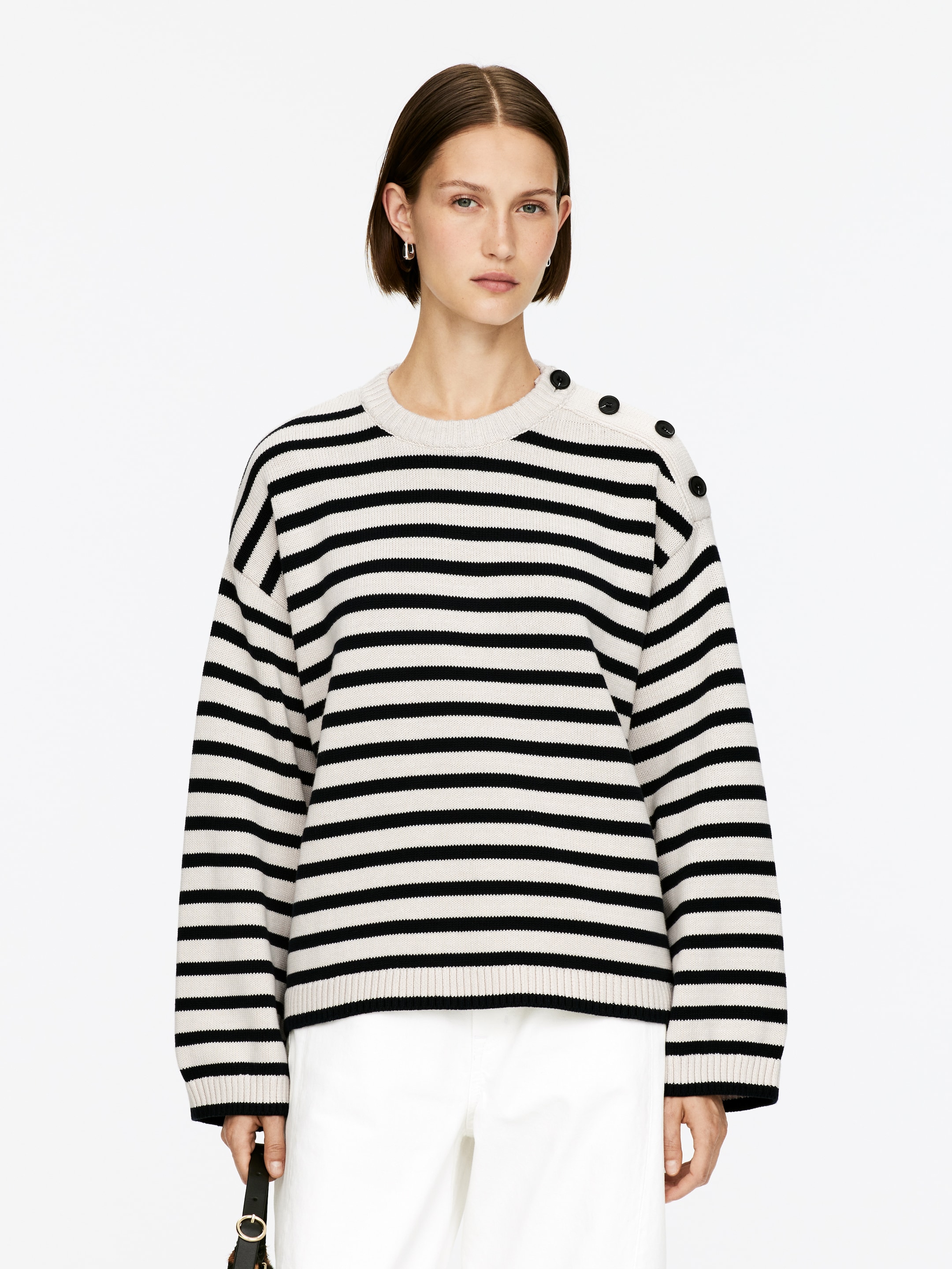 Visualizza immagine più grande: Maglione oversize in cotone - Beige/Nero - DONNA | H&M IT 1