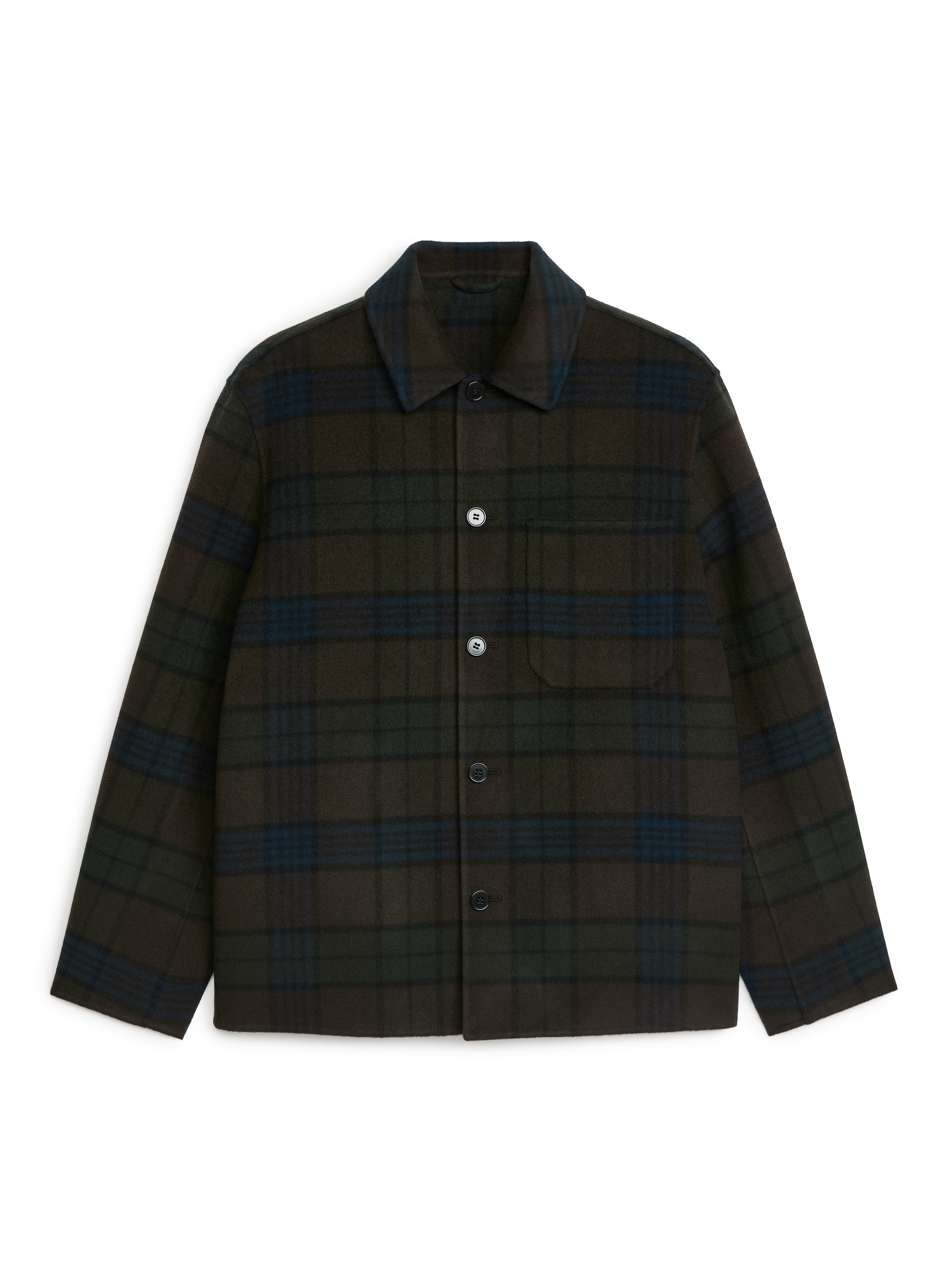 Overshirt in tessuto doppiato di misto lana-Brown-7709