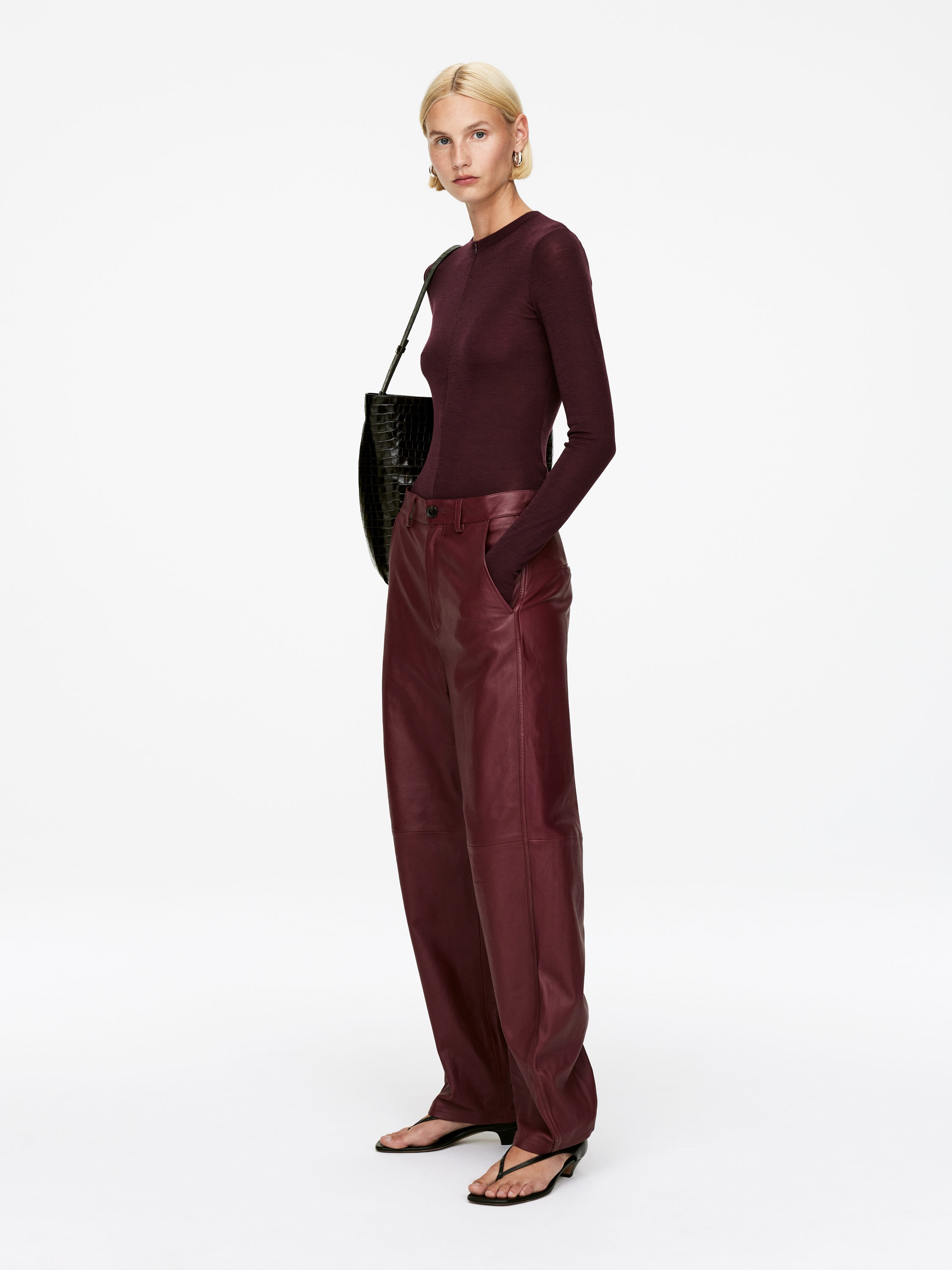 Half-Zip Wool Top - Burgundy - Slim fit - Women - StillMedia/Lookbook - 5